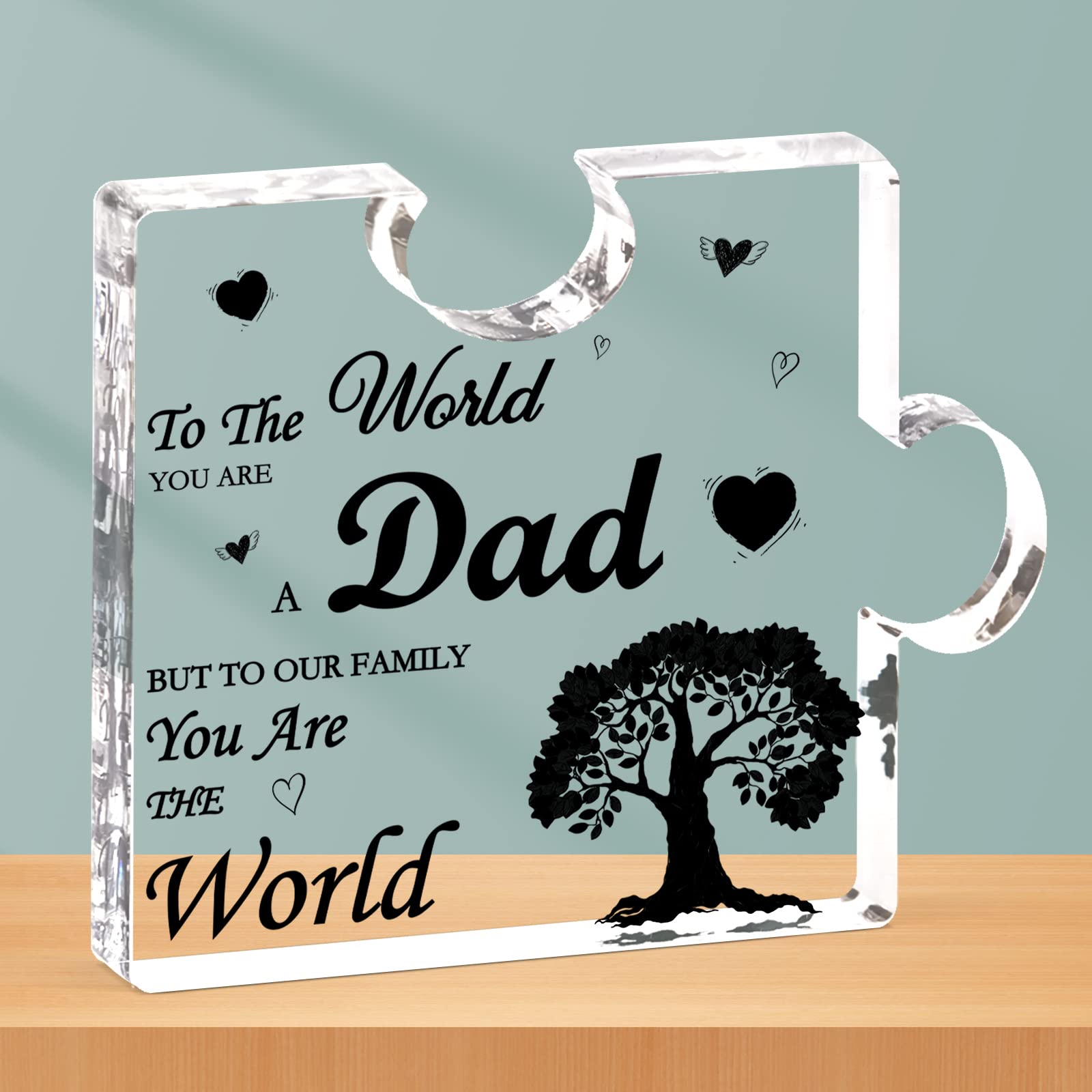 CSYY Dad Gift from Daughter Son, Acrylic Plaque Gift for Dad, Dad Plaque Gift Puzzle Shaped, Dad Birthday Present, Dad Presents 