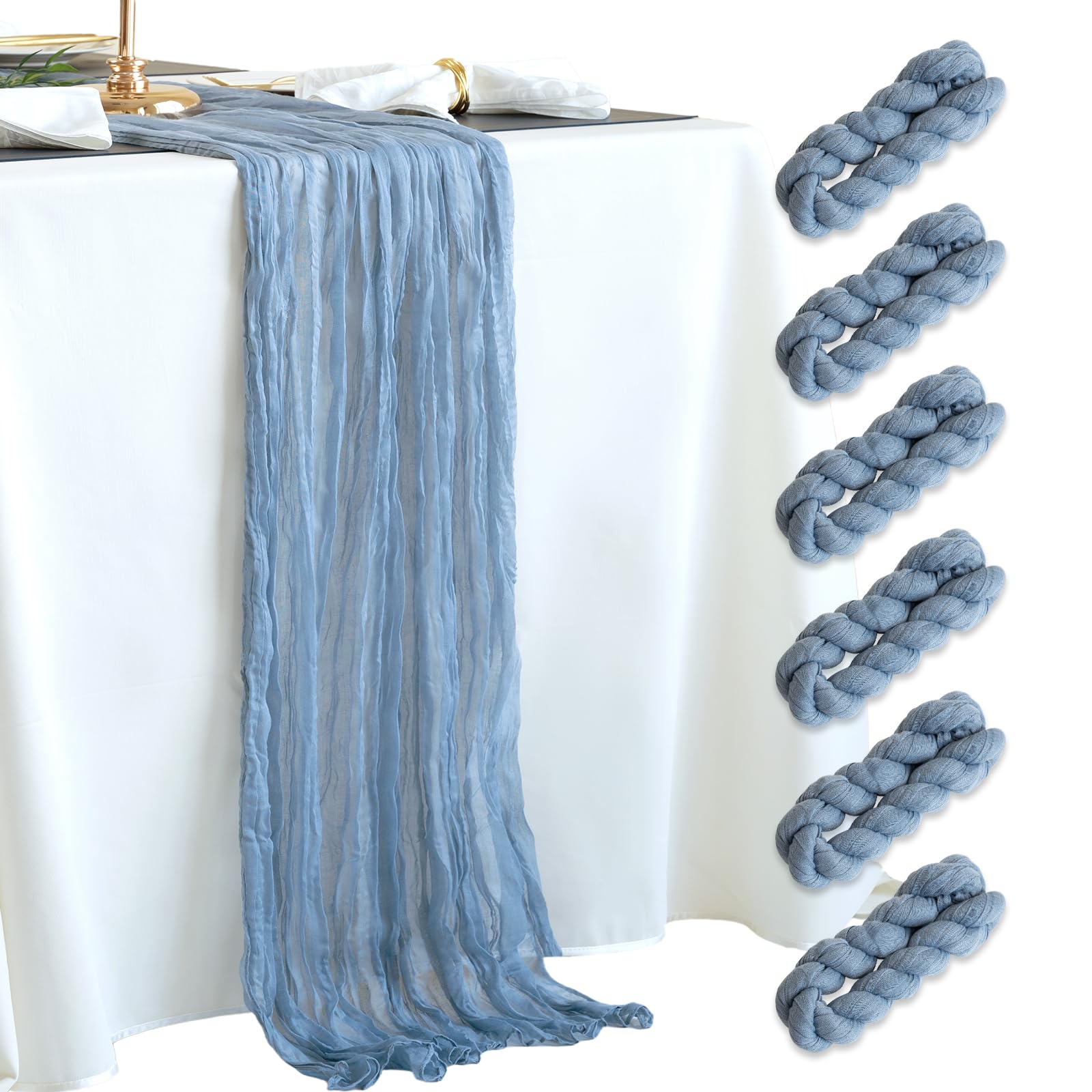6 Pack Cheesecloth Table Runner 10Ft Boho Rustic Gauze Cheese Cloth Table Runner For Wedding Party Bridal Baby Shower Birthday R