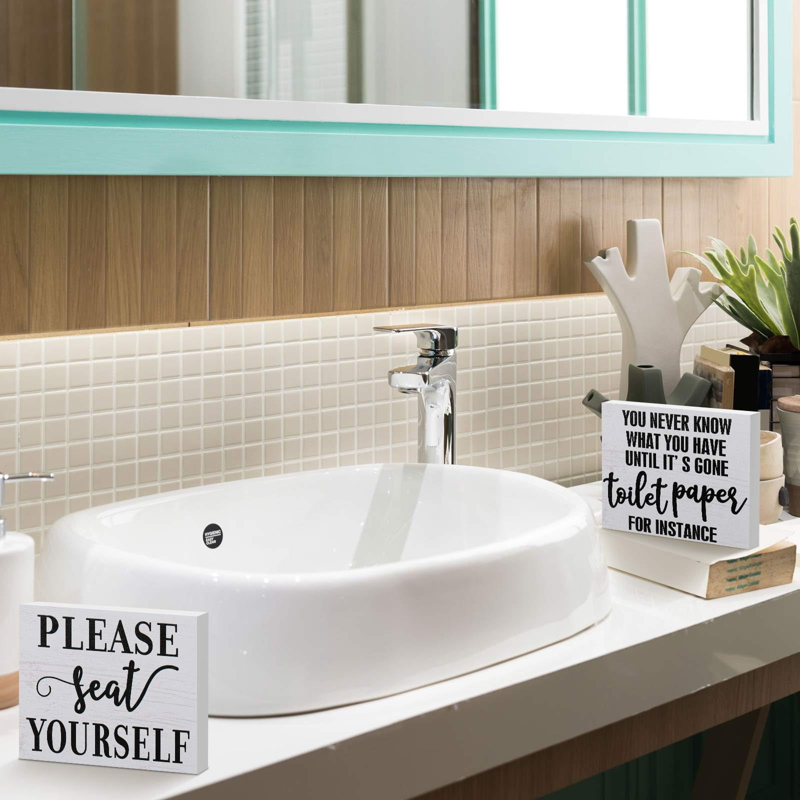 Jetec 2 Pieces Funny Farmhouse Bathroom Decor You Never Know What You Have Until It s Gone Toilet Paper Sign Please Seat Yoursel