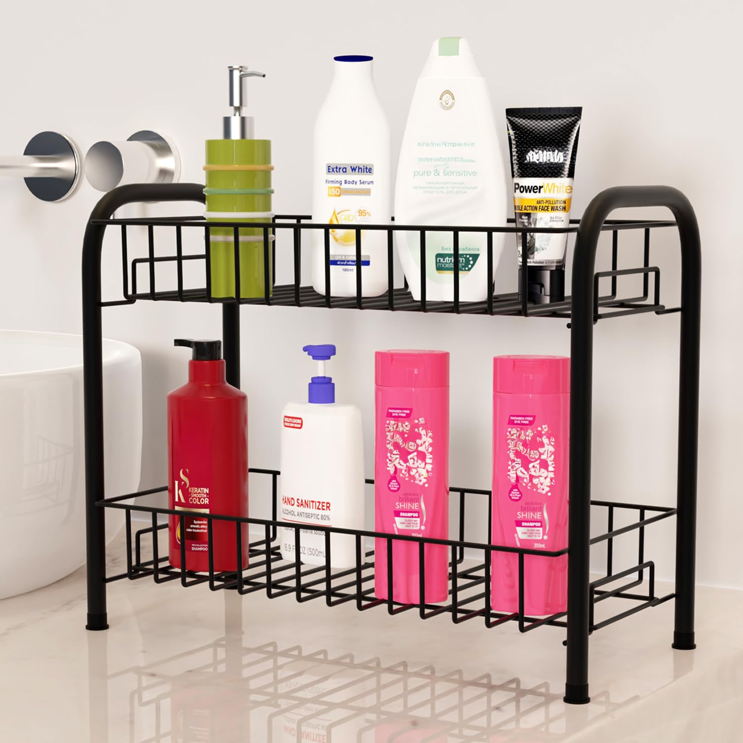Wonderstand Mira | 2Tier Metal Home/Kitchen Countertop Spice Rack Container Organizer (Black)