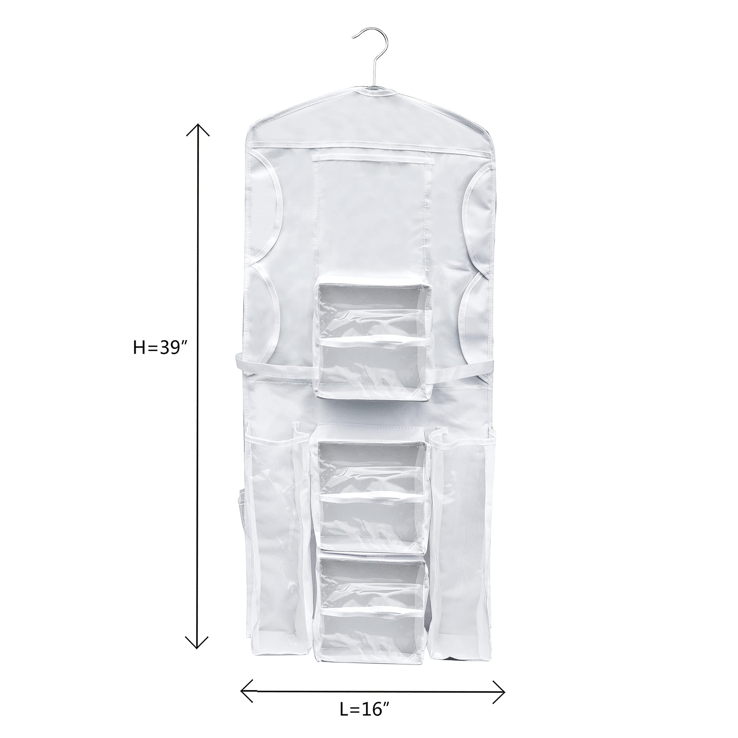 Wrapping Paper Storage Organizer- Dual Sided Hanging Gift Wrap Station- Clear Compartments For 30    Rolls, Ribbon, Bows, Gift B