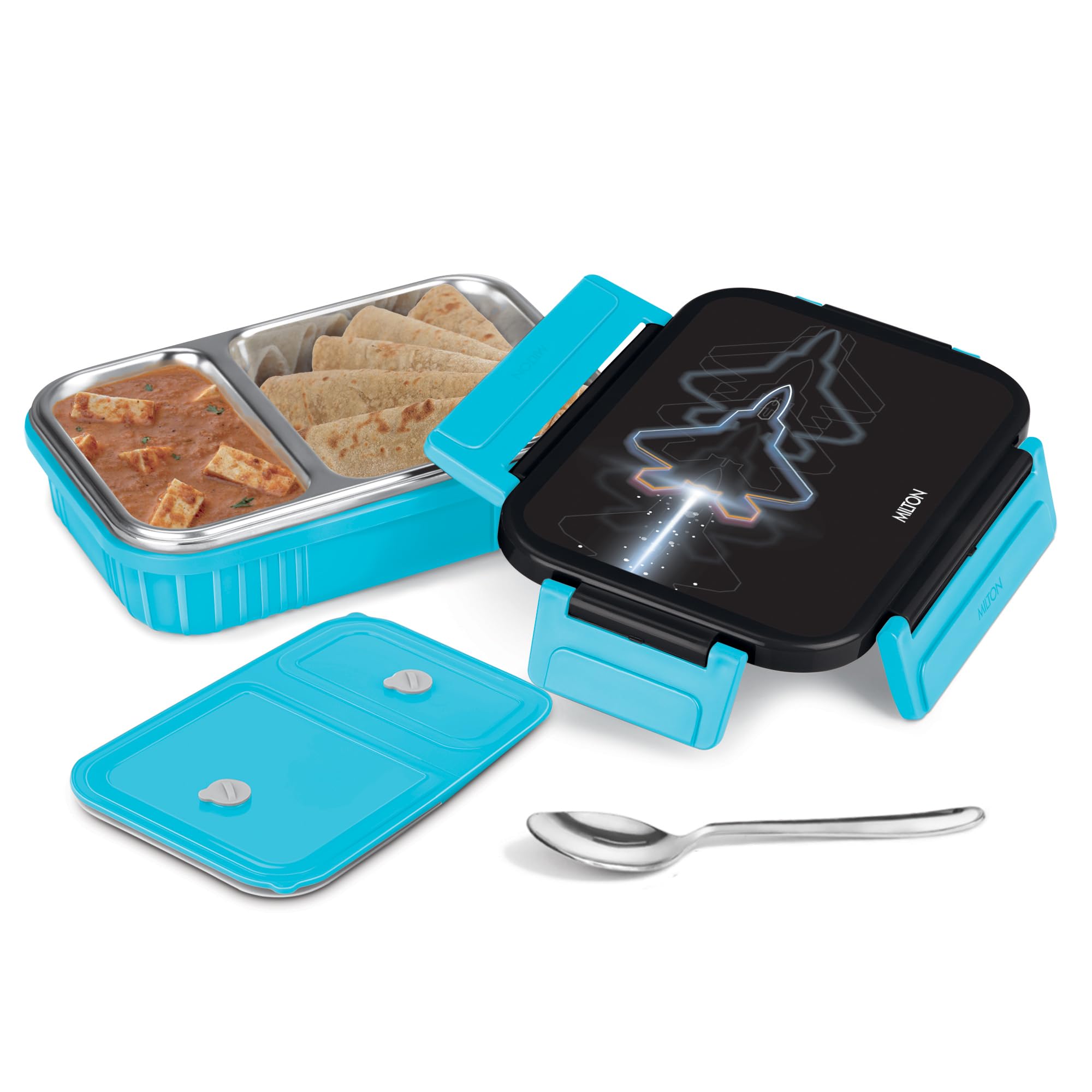 Milton Meal Safe 2 Inner Stainless Steel Tiffin Box For School With Steam Release Plug | Pu Insulated, Leak-Proof, Food Grade I 