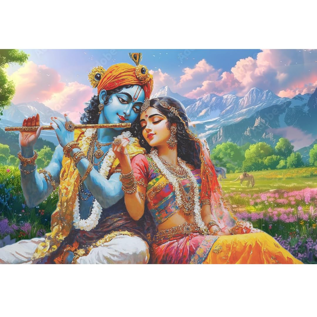 Eurotex Canvas Radha Krishna Wall Painting For Living Room, Bedroom, Hotels, Office - Big Size Elegant Wall Art For Home Decorat