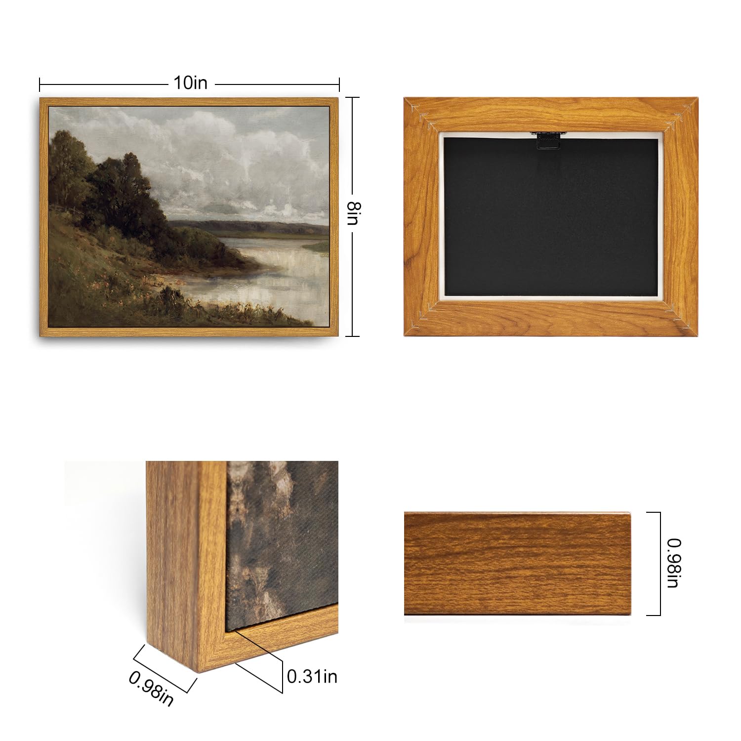 Roslynity Framed Canvas Wall Art Vintage Print Oil Painting Rustic Lake Landscape Palmer River Nature Country Coastal Retro Aest