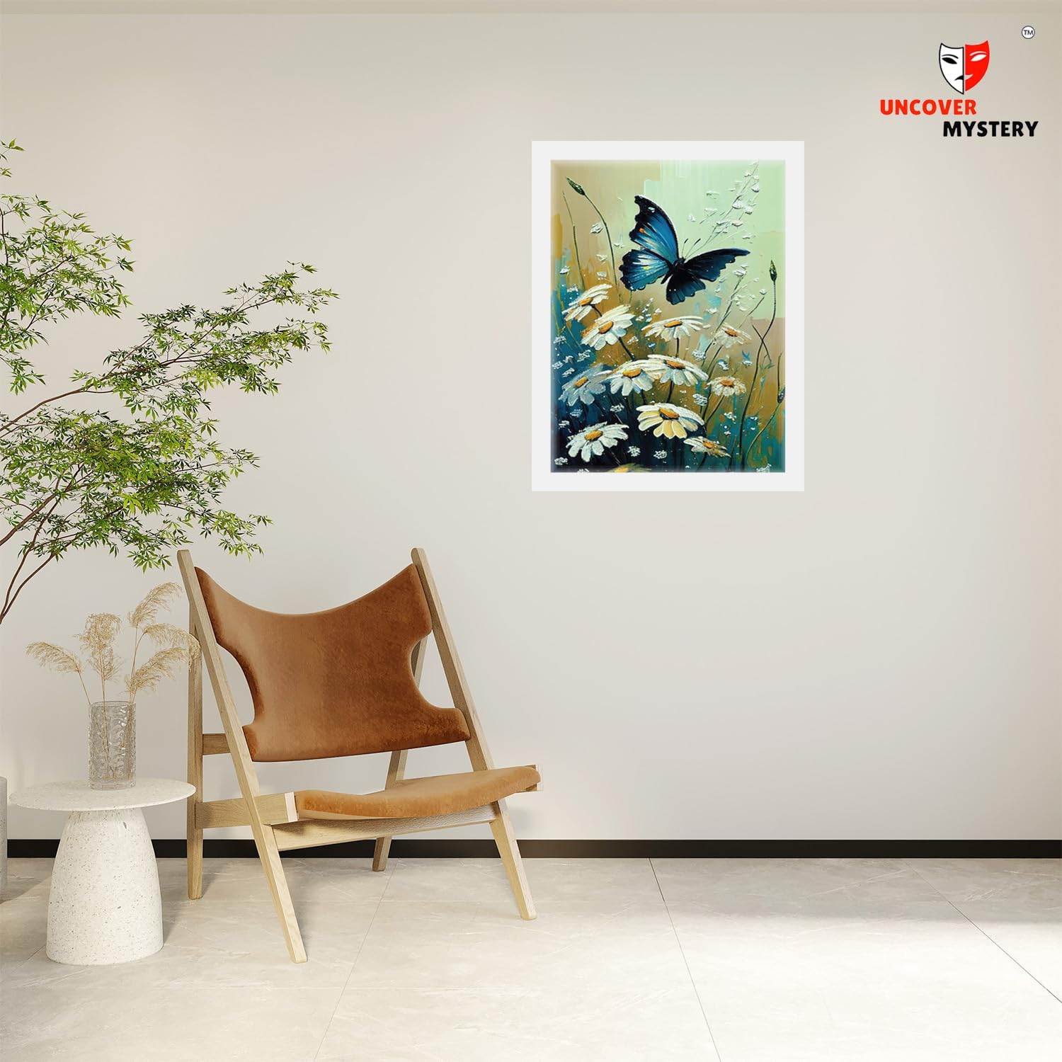 Uncover Mystery Flower & Butterfly Digital Hd Print, Framed Poster Wall Art For Home, Office, Living Room Wall Decoration, (Size