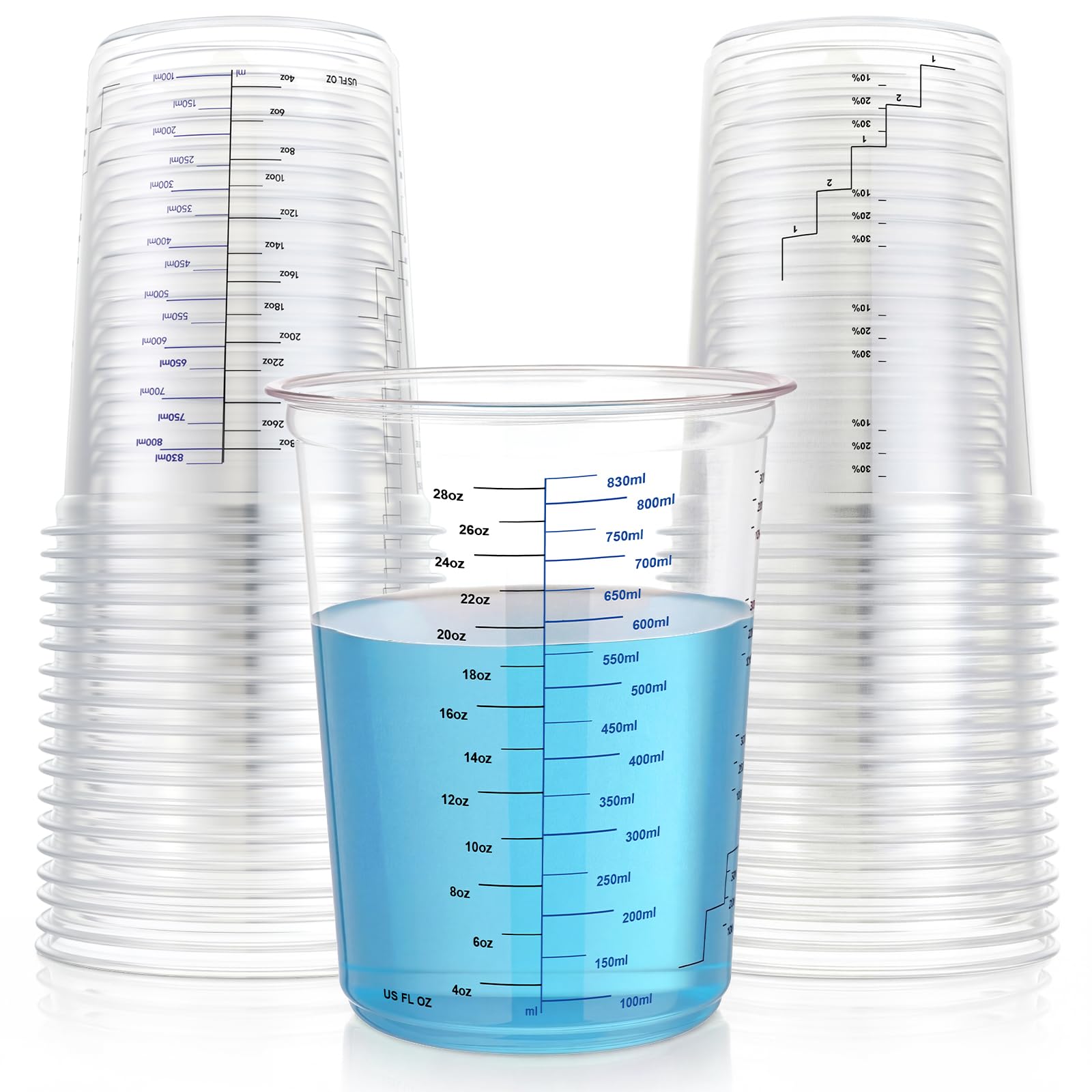 Hushee 100 Pcs 32 oz Paint Mixing Cups 1000 ml Disposable Measuring Cups