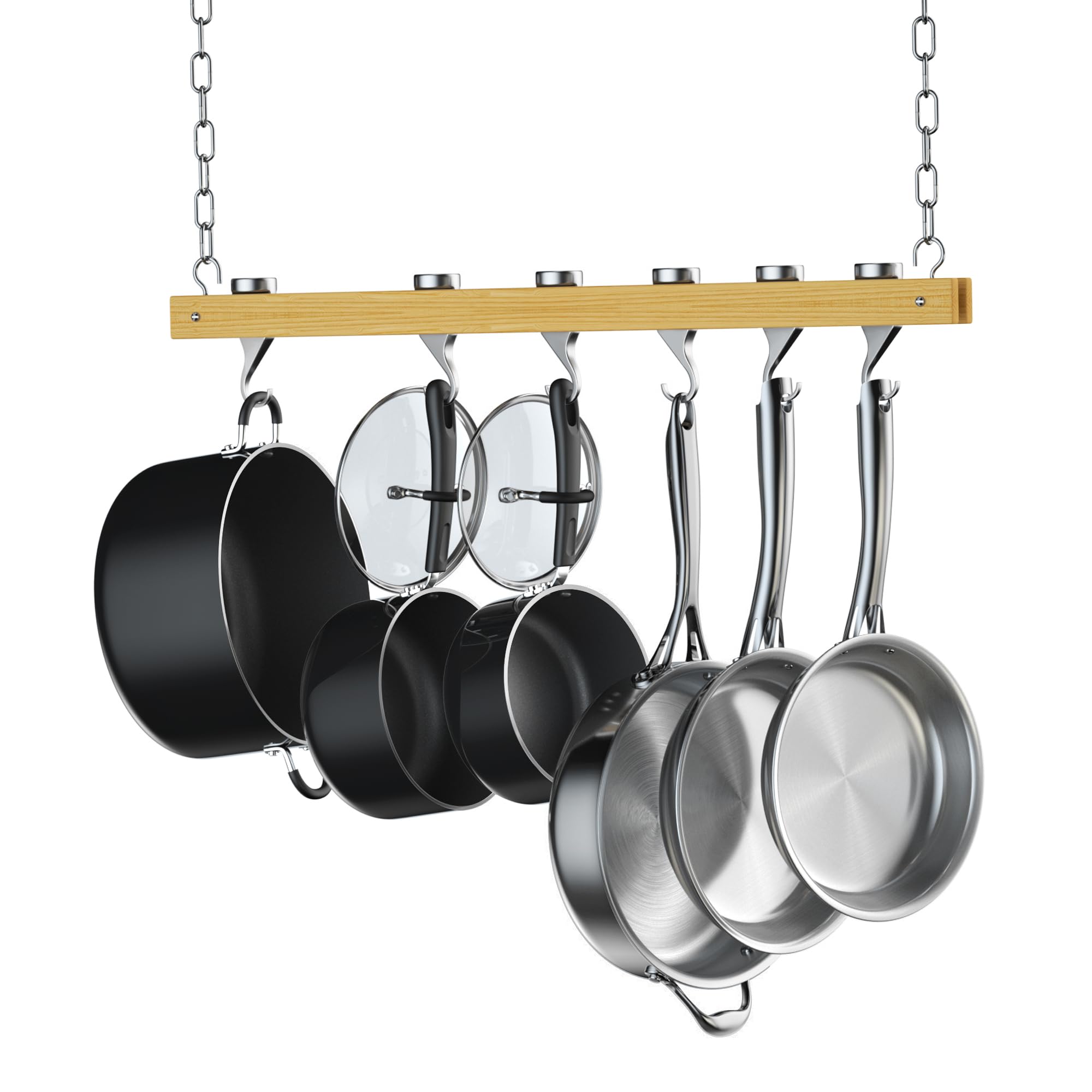 Cooks Standard NC00269 Standard, Single Bar, 36Inch Ceiling Mounted Wooden Pot Rack, Brown