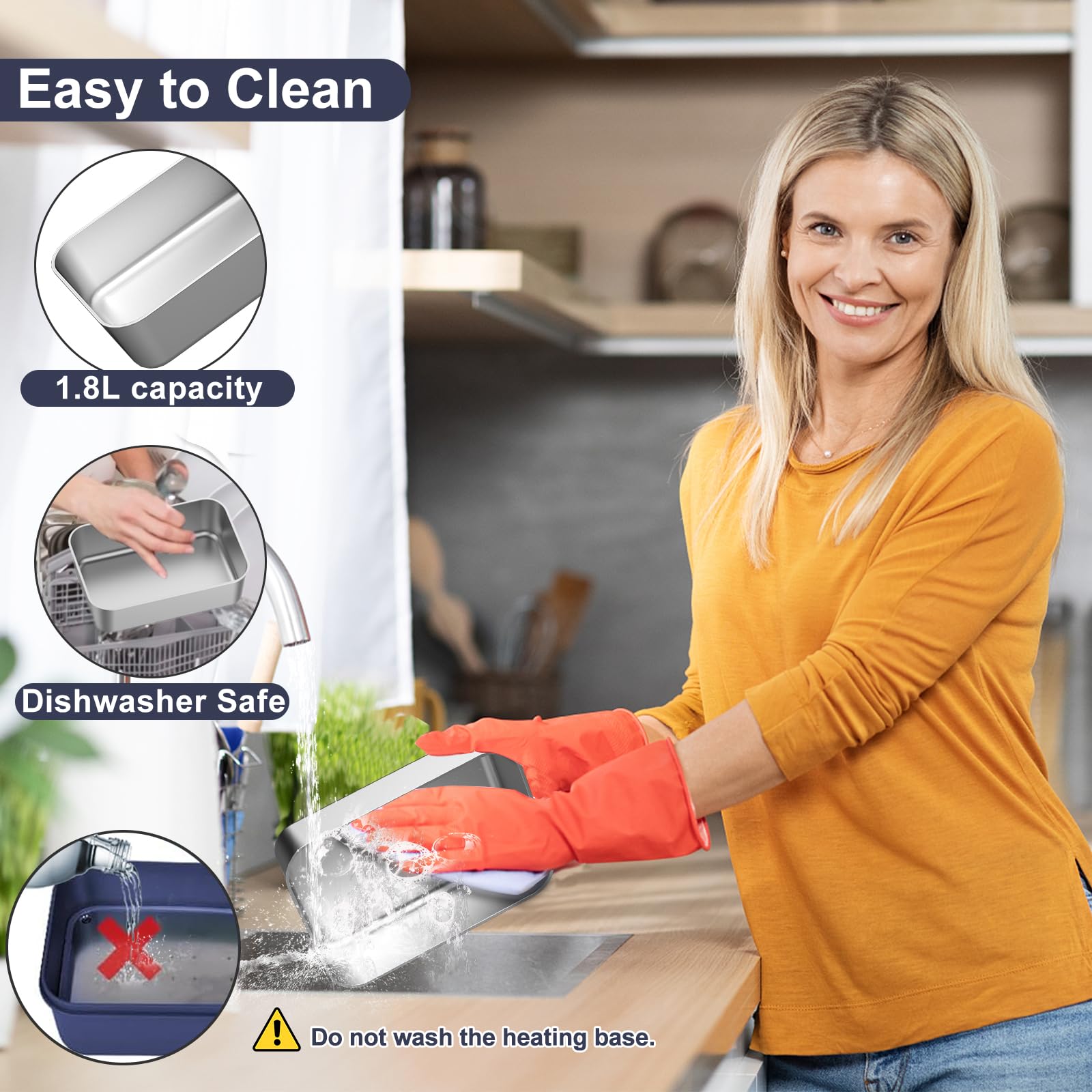 Akhia Heated Lunch Box Food Warmer, 100W Fast Electric Lunch Box, 1.8L Portable Heating Lunchbox, 12/24/110/220V lonchera el  ct