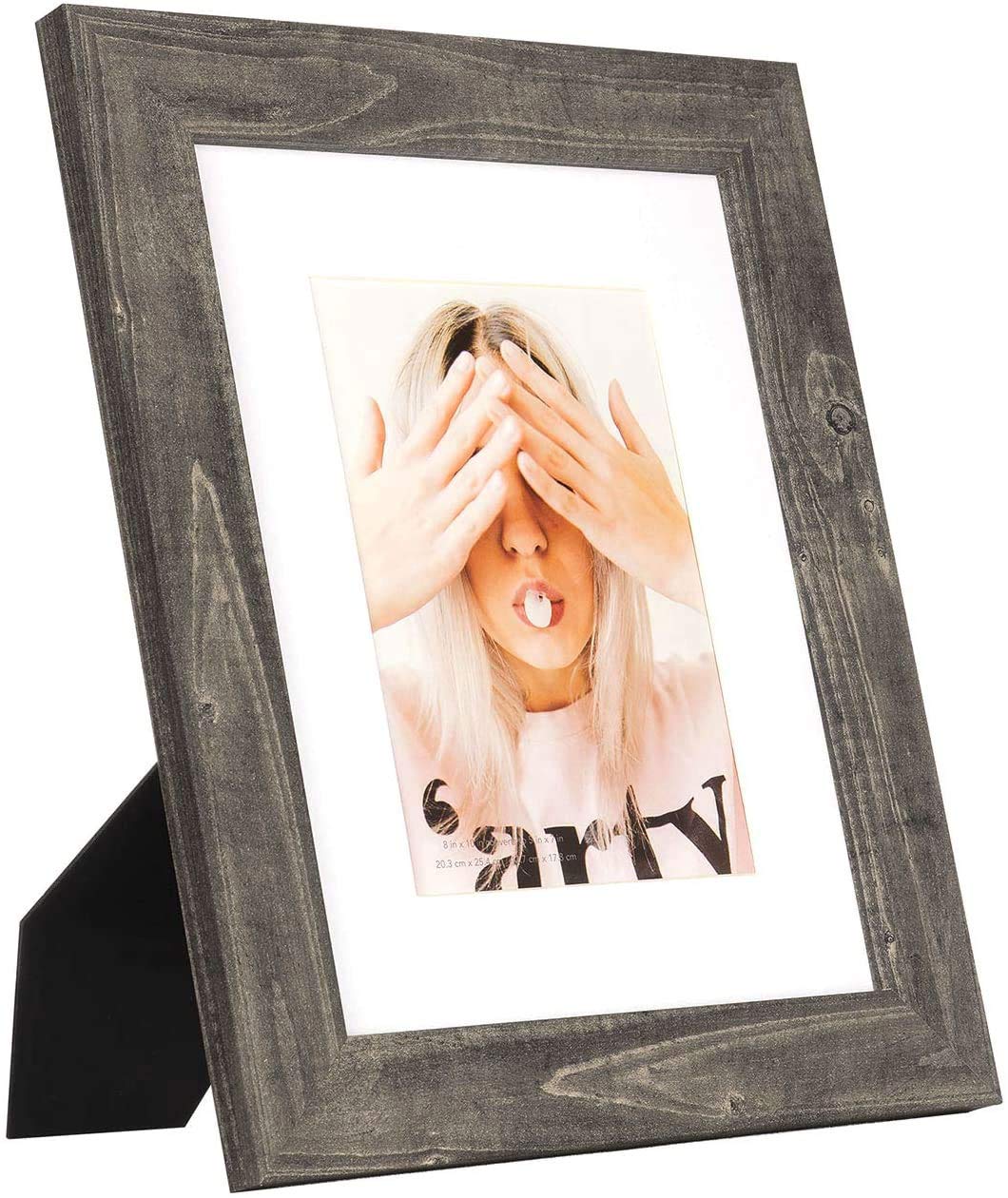 Scholartree Wide Molding 8x10 Picture Frames Display Picture 5x7 with Mat, HD Glass Inside Rustic Wooden Dark Brown Photo Frame