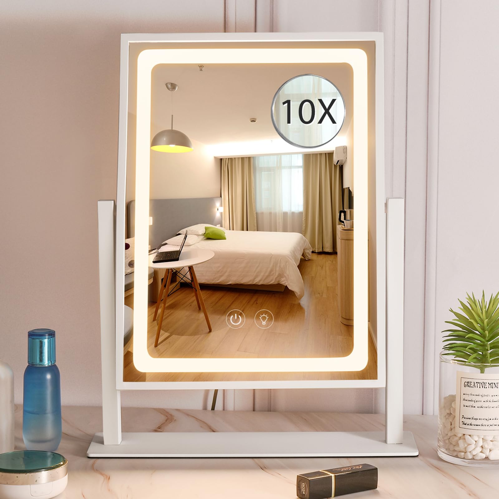 Ibrightso Vanity Mirror With Lights, Hollywood Makeup Mirror With Lights, Touch Control, 3 Color Lighting Modes, Dimmable, Detac