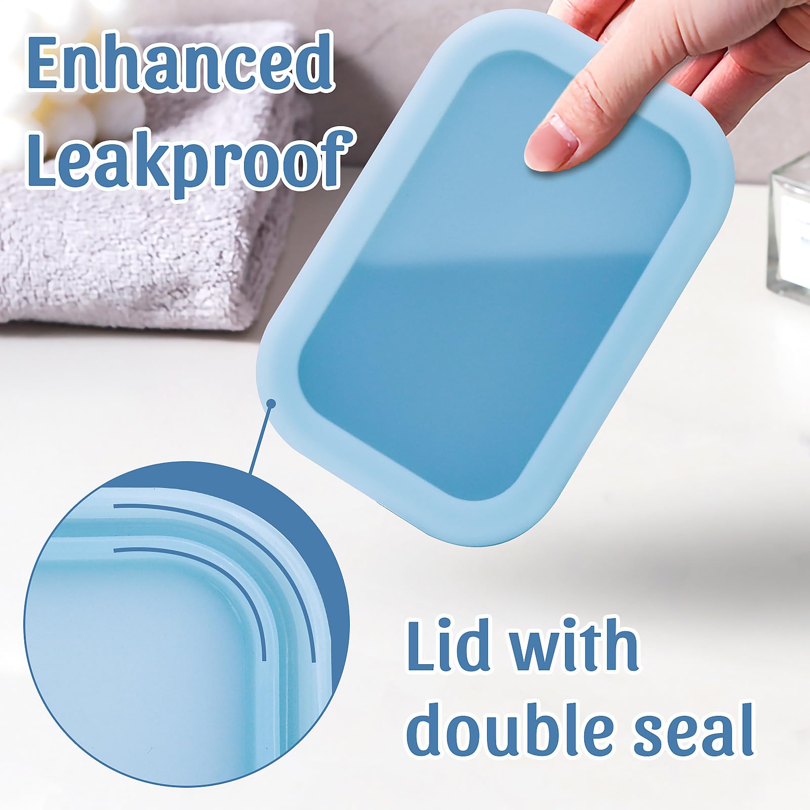Enhanced Leak Proof Travel Soap Case, Shampoo Bar Holder, Large Silicone Soap Container With Drainage Layer, Portable Bar Soap H