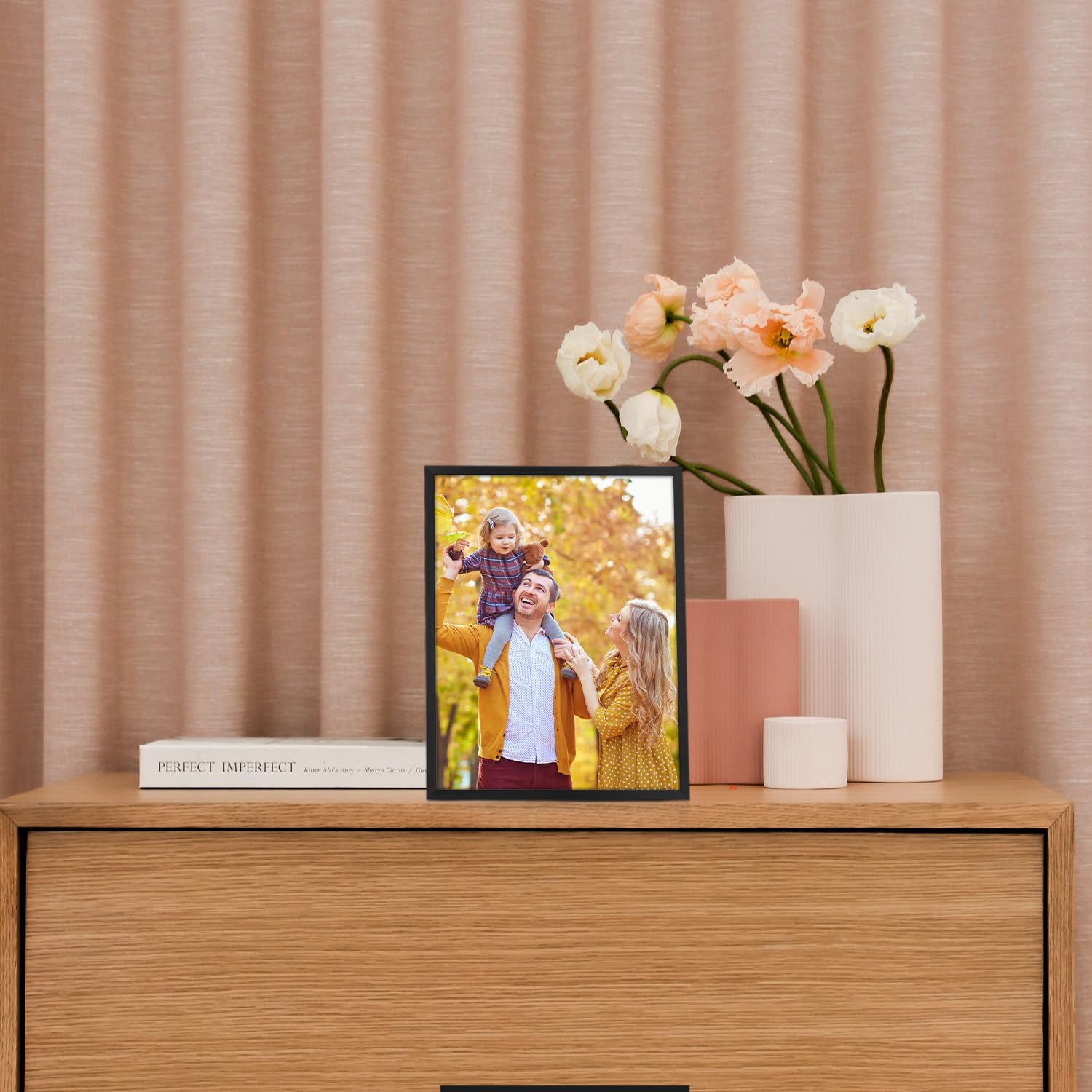 Golden State Art, 5x7 Aluminum Collage Frame, Displays 7x5 Pictures With 2 Openings Mat or One 8.5x11 Photo, Real Glass, Portrai