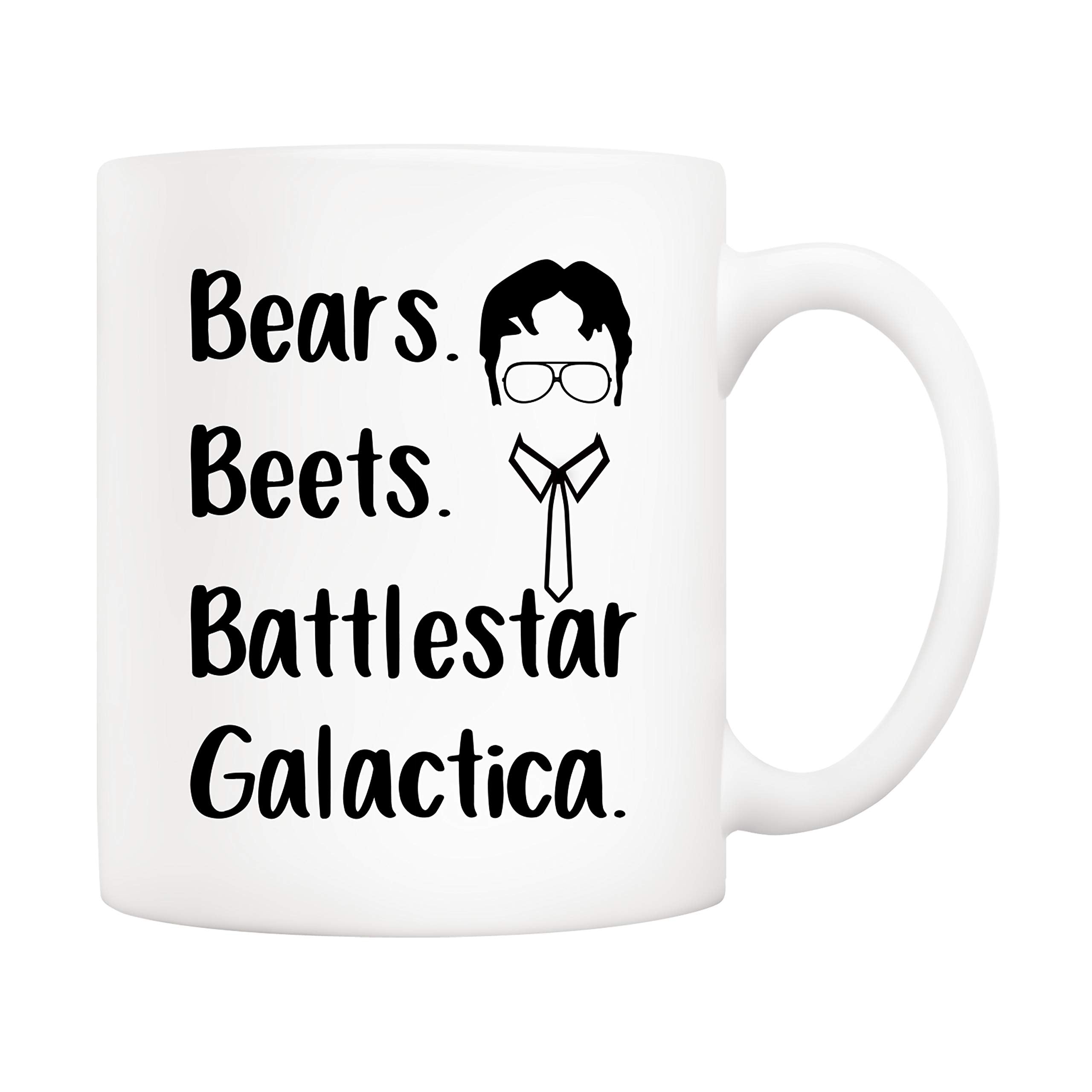 5Aup The Office TV Show Funny Coffee Mug for Dwight Schrute Fans, Bears Beets Battlestar Galactica Office Cup, 11 Oz