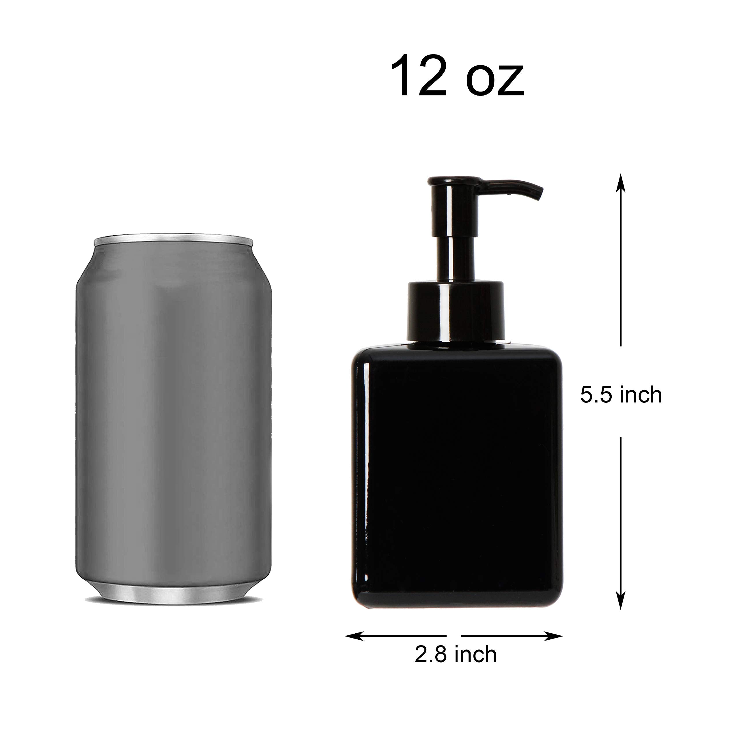 Youngever 5 Pack Black Plastic Square Pump Bottles, Refillable Plastic Pump Bottles For Dispensing Lotions, Shampoos And More (1