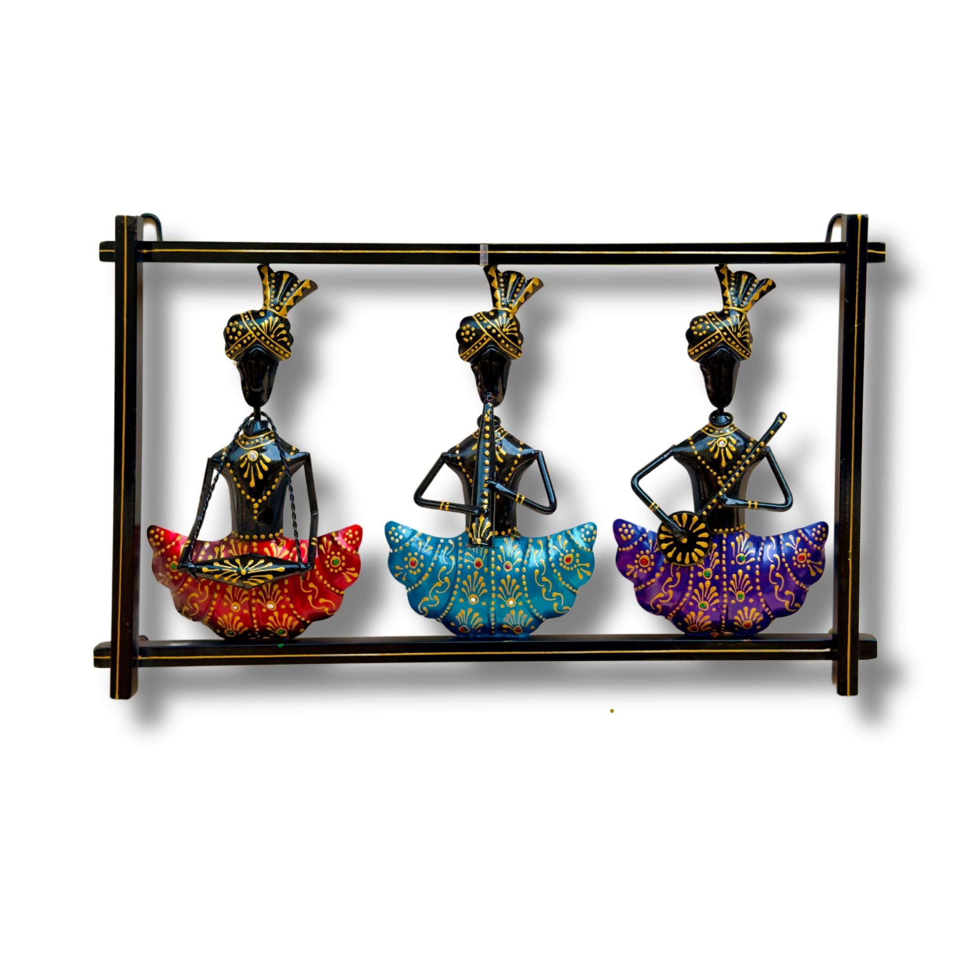 RSN Metal Rajasthani Wall Hanging of 3 Rajasthani Musician,Wall Art Sculpture for Home Decor/Wall Decoration(18 x 11 Inches)