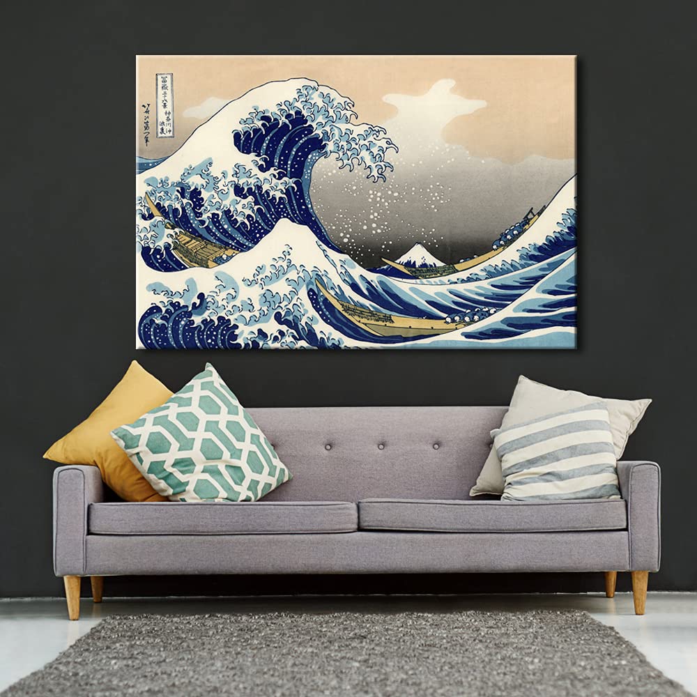 Wieco Art Great Wave Of Kanagawa Katsushika Hokusai Extra Large Modern Gallery Wrapped Giclee Canvas Prints Abstract Seascape Se