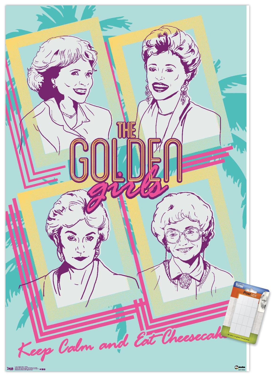 Trends International Golden Girls-Group Wall, 14.725 In X 22.375 In, Premium Poster & Mount Bundle