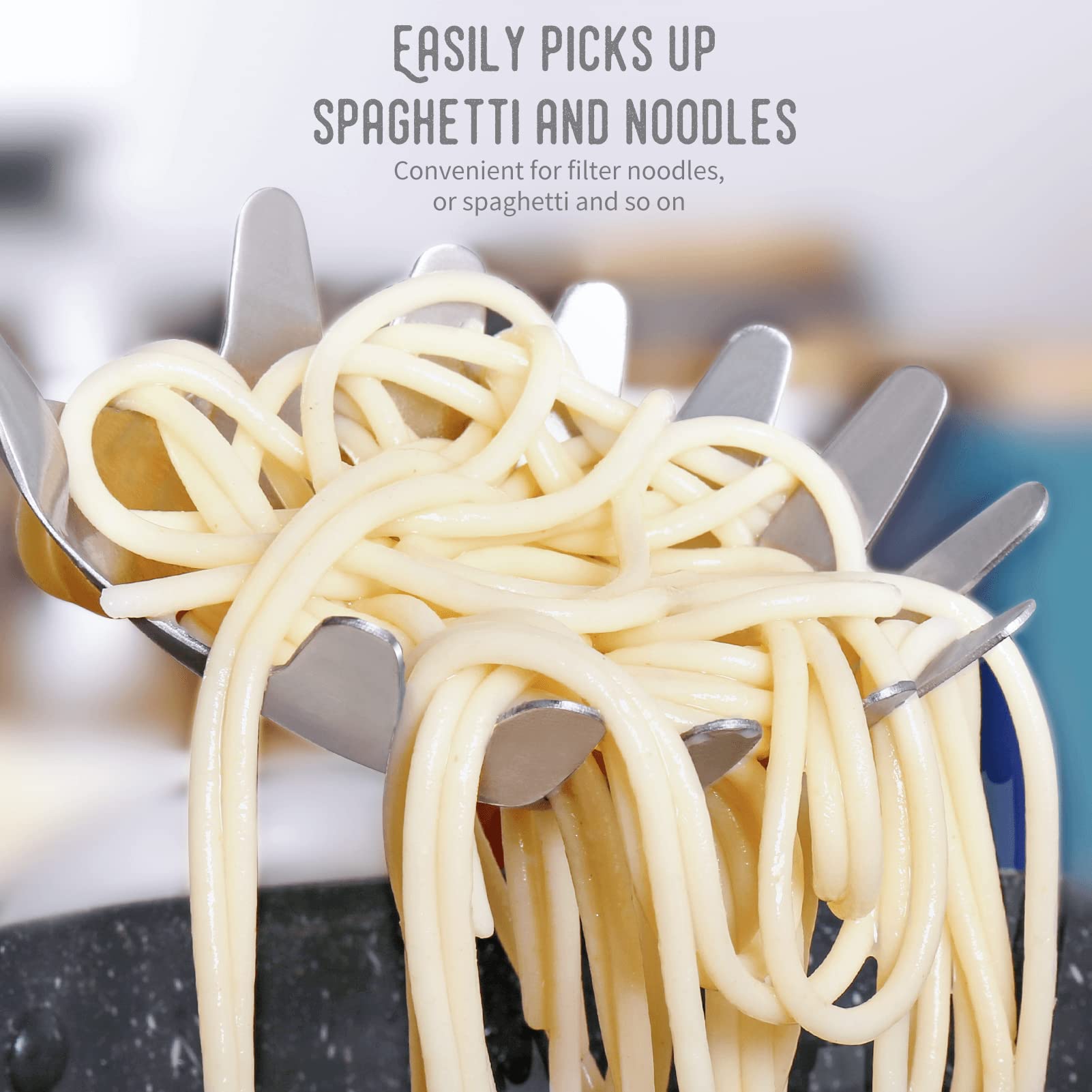 Spaghetti Server, [Rustproof, Integral Forming, Durable] Newness 304 Stainless Steel Pasta Fork With Vacuum Ergonomic Handle, Co