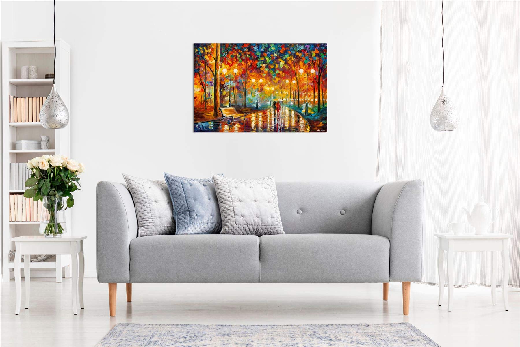 Rains Rustle Ii By Leonid Afremov Canvas Wall Art Picture Print For Home Decor (30X20)
