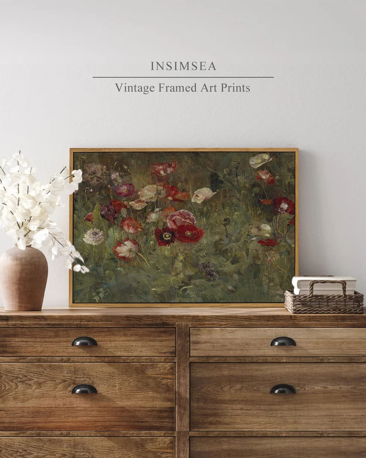 InSimSea Framed Canvas Prints Wall Art Home Decor  Classical Floral Scenic Oil Painting Canvas Prints  Rustic Wall Decor for Bedroom Bathroom Decor Wall Art Office Decor 16x24in