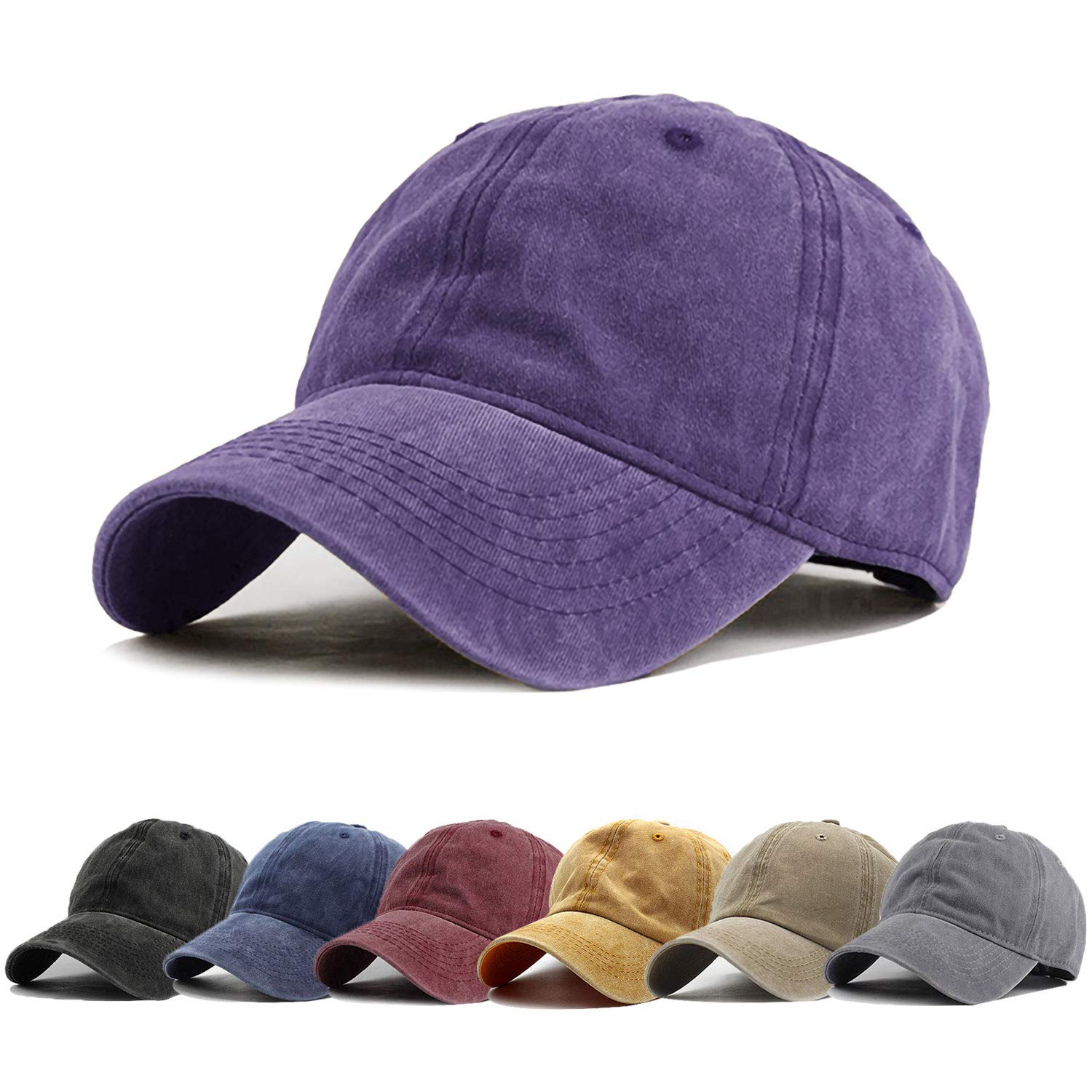 Hh Hofnen Men Women Washed Distressed Twill Baseball Cap Vintage Adjustable Dad Hat