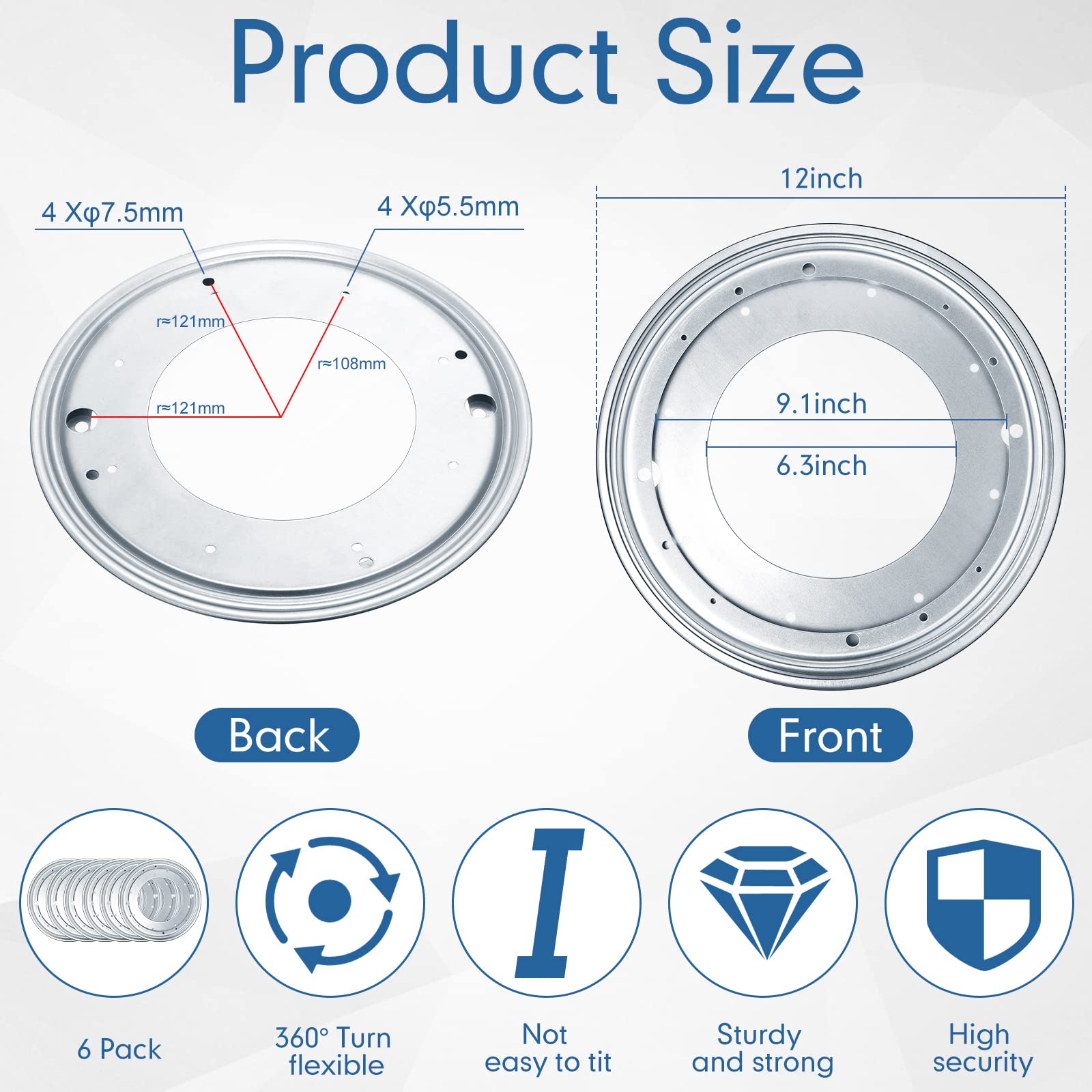 Mumufy 3 Pieces Lazy Susan Hardware Lazy Susan Turntable Ball Bearing Heavy Duty Lazy Susan Base For Rotating Table Kitchen Stor