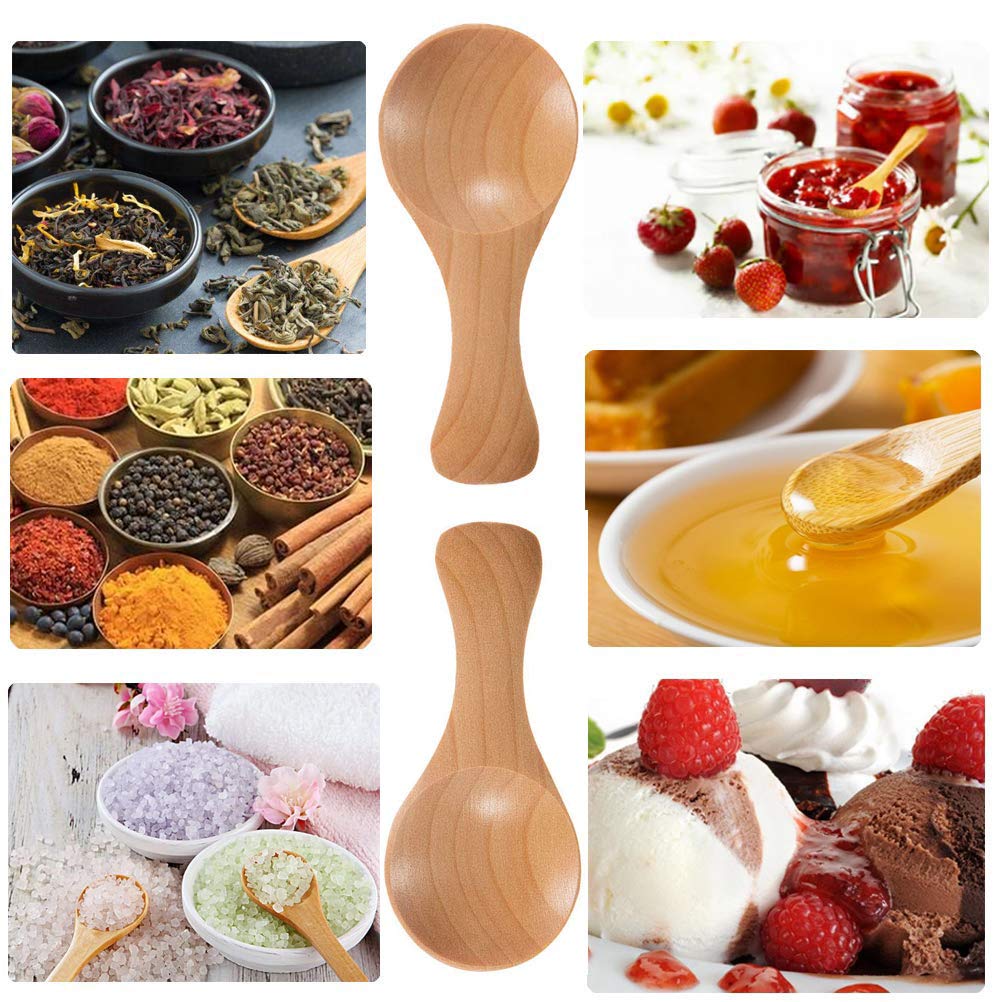Small Wooden Salt Spoon - Buytra 20 Pack Mini Wood Spoon With Short Handle, Perfect For Small Jars Of Jam, Spices, Condiments, S