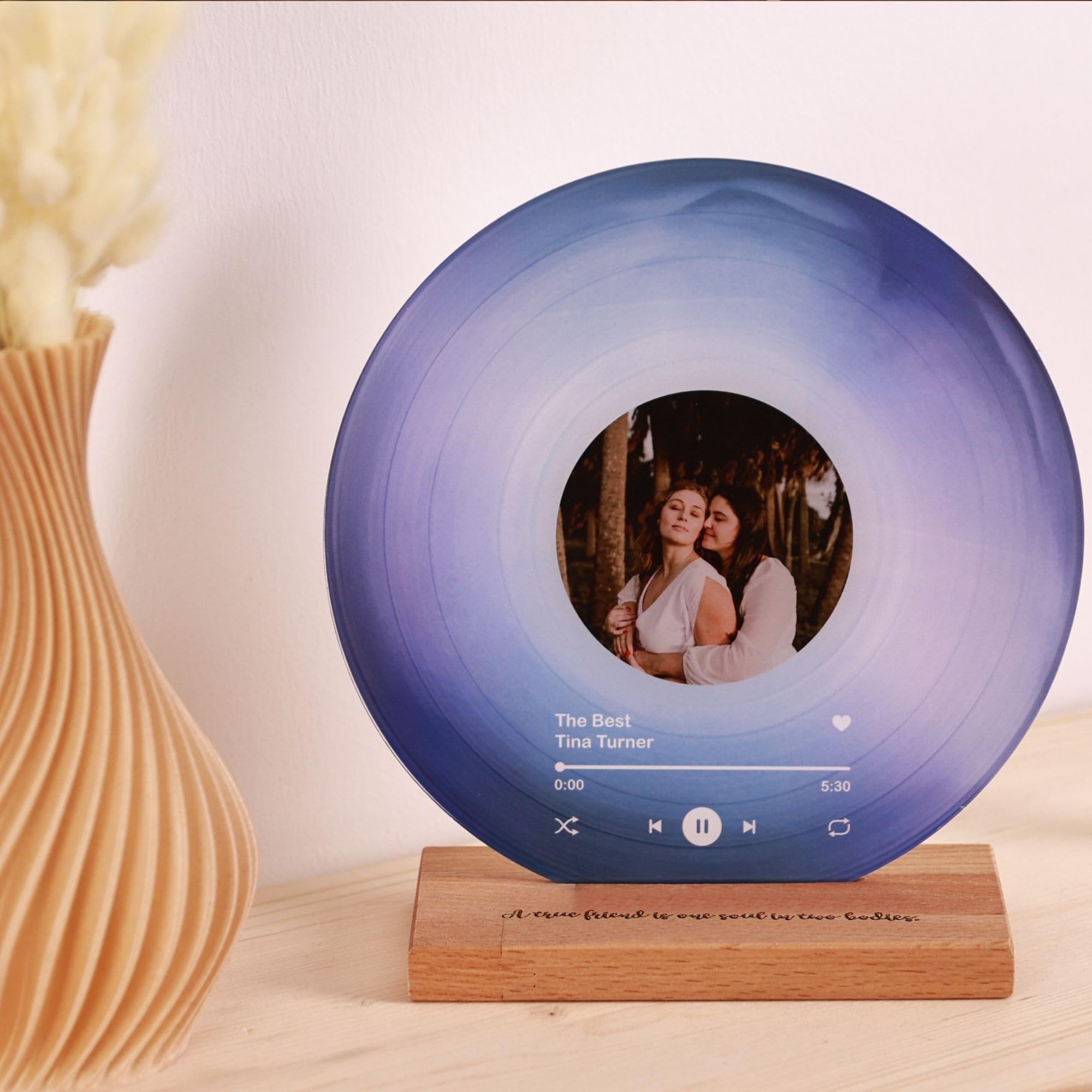 Bonibom Personalized Vinyl Record With Photo - Custom Acrylic Song Plaque - Unique Gifts For Anniversary, Wedding, Birthday, Val