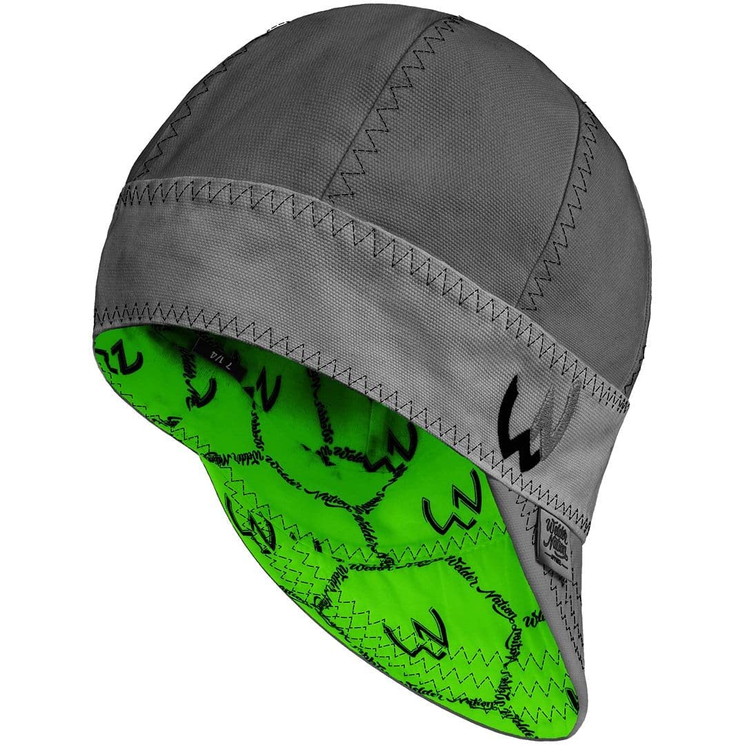 Welder Nation 8 Panel Welding Cap, Durable, Soft 10 Oz Cotton Duck Canvas, For Safety And Protection While Welding The Bamf Grey