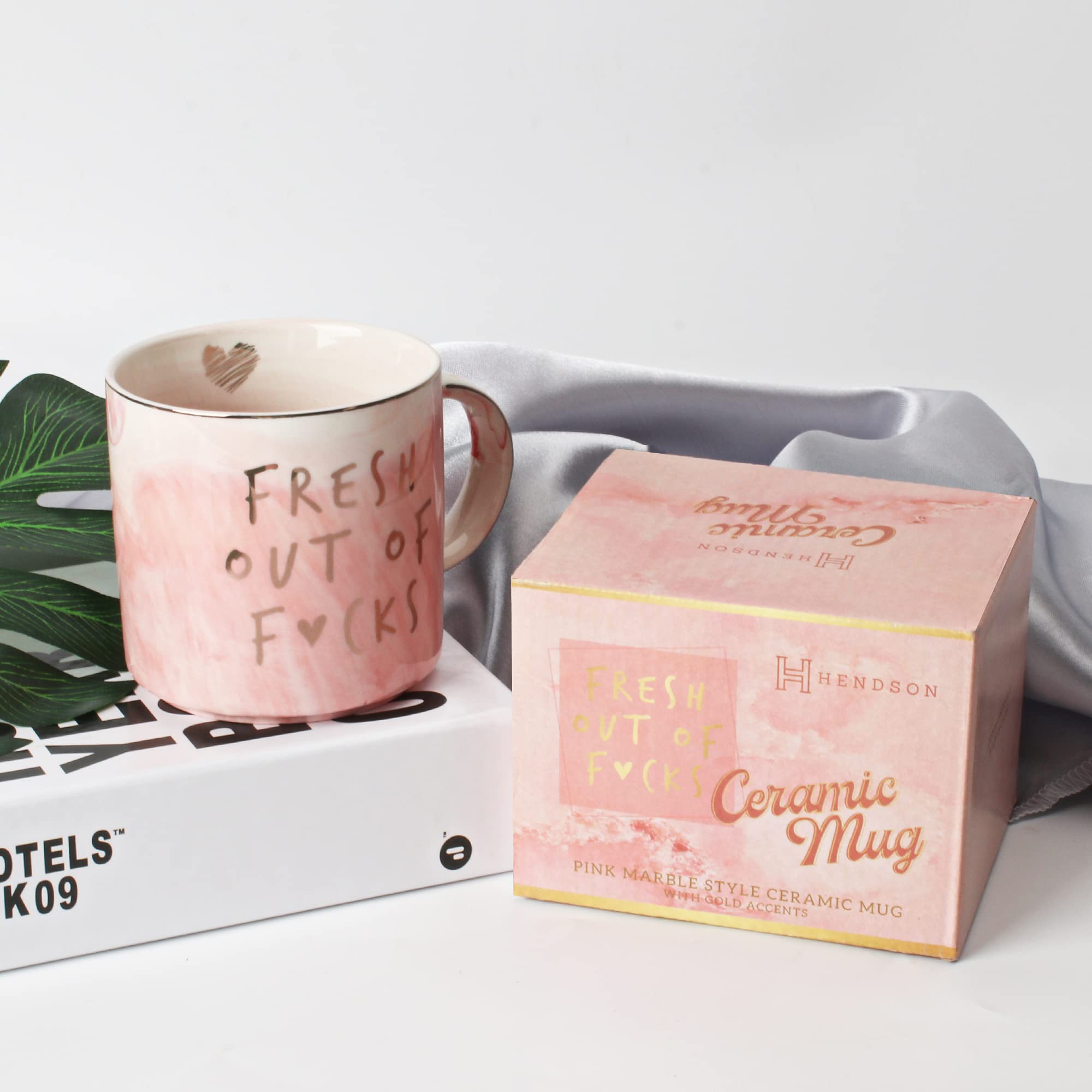 Funny Coffee Mugs Gifts for Women - Sarcastic Novelty Cups Gag Gift for Friends  Coworkers  Boss  Employee  Human Resources - Fresh Out Of - Inappropriate Cute Pink Marble Mug  11.5oz Coffee Cup