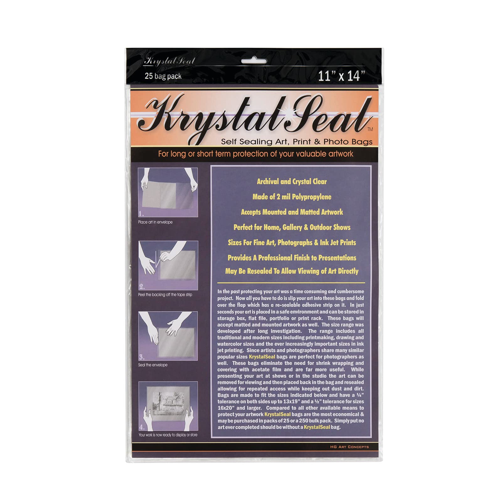 Krystal Seal Ks1114 11 In. X 14 In. Seal Self-Healing Art Print And Photo Bags