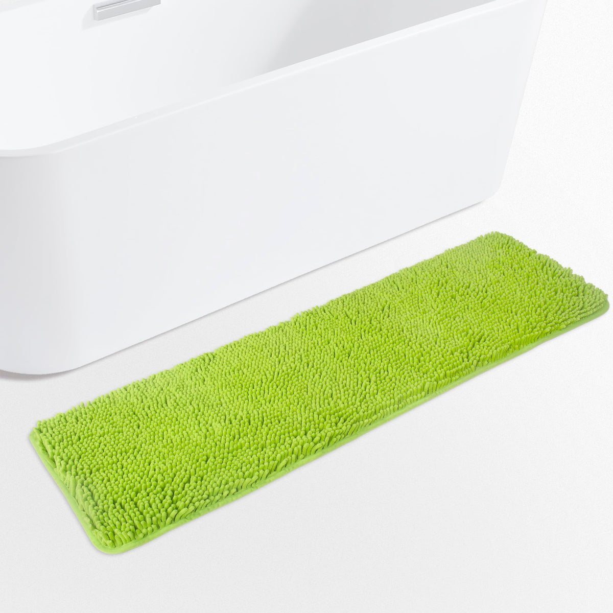 Yeaban Lime Green 47 X 17 Bathroom Rug - Thick Chenille Bath Mats | Absorbent And Washable Bath Rug Non-Slip, Plush And Soft Rug