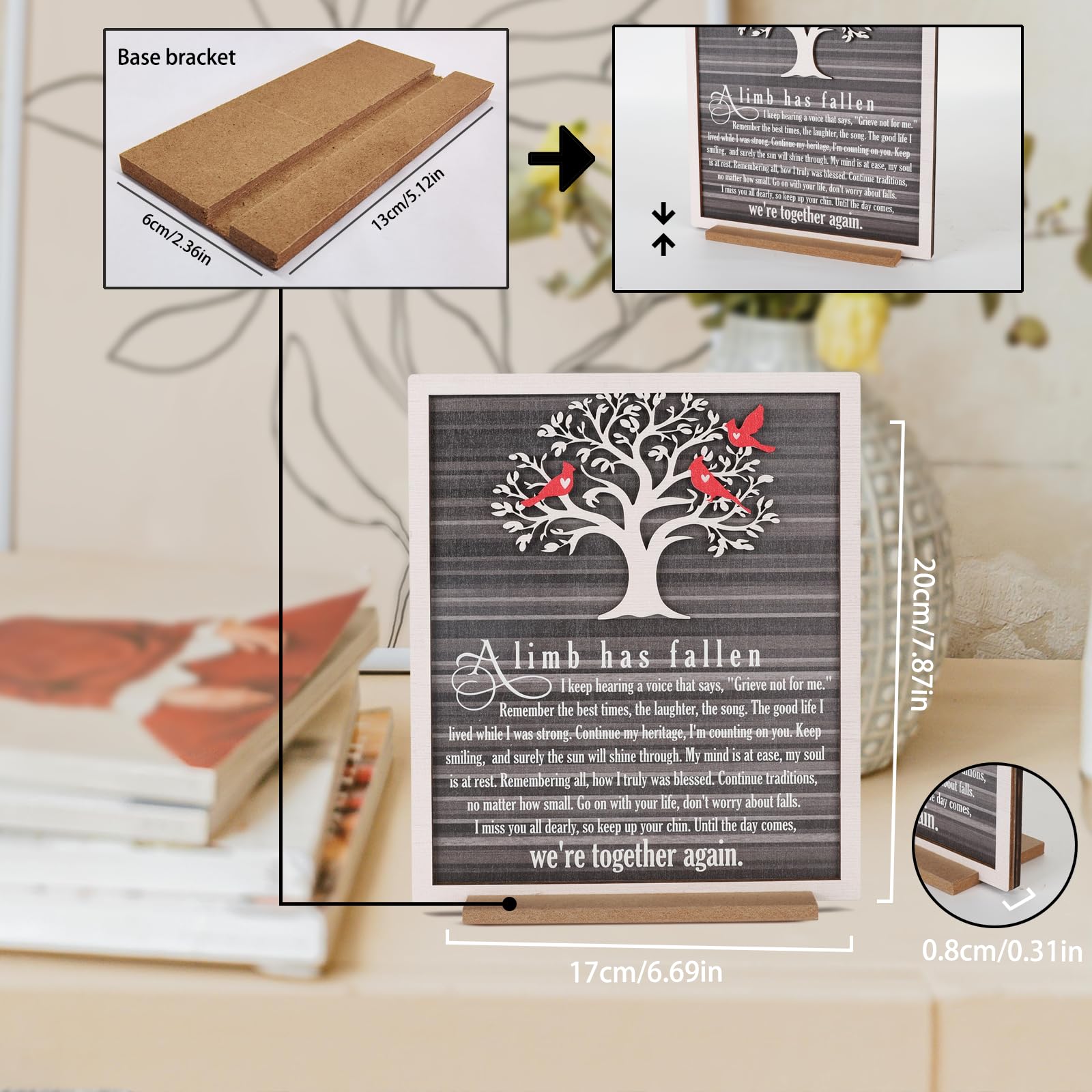 A Limb Has Fallen    Memorial Tree Plaque - Sympathy Gift for Loss of Mom, Dad, or Loved One - Rustic Wooden Family Tree Sign fo