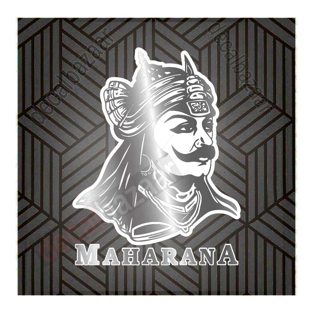 decalbazaar Vinyl Maharana Pratap Singh Glossy Glass Wall Vehicle Sticker, 11 x 8.5 Inches Silver