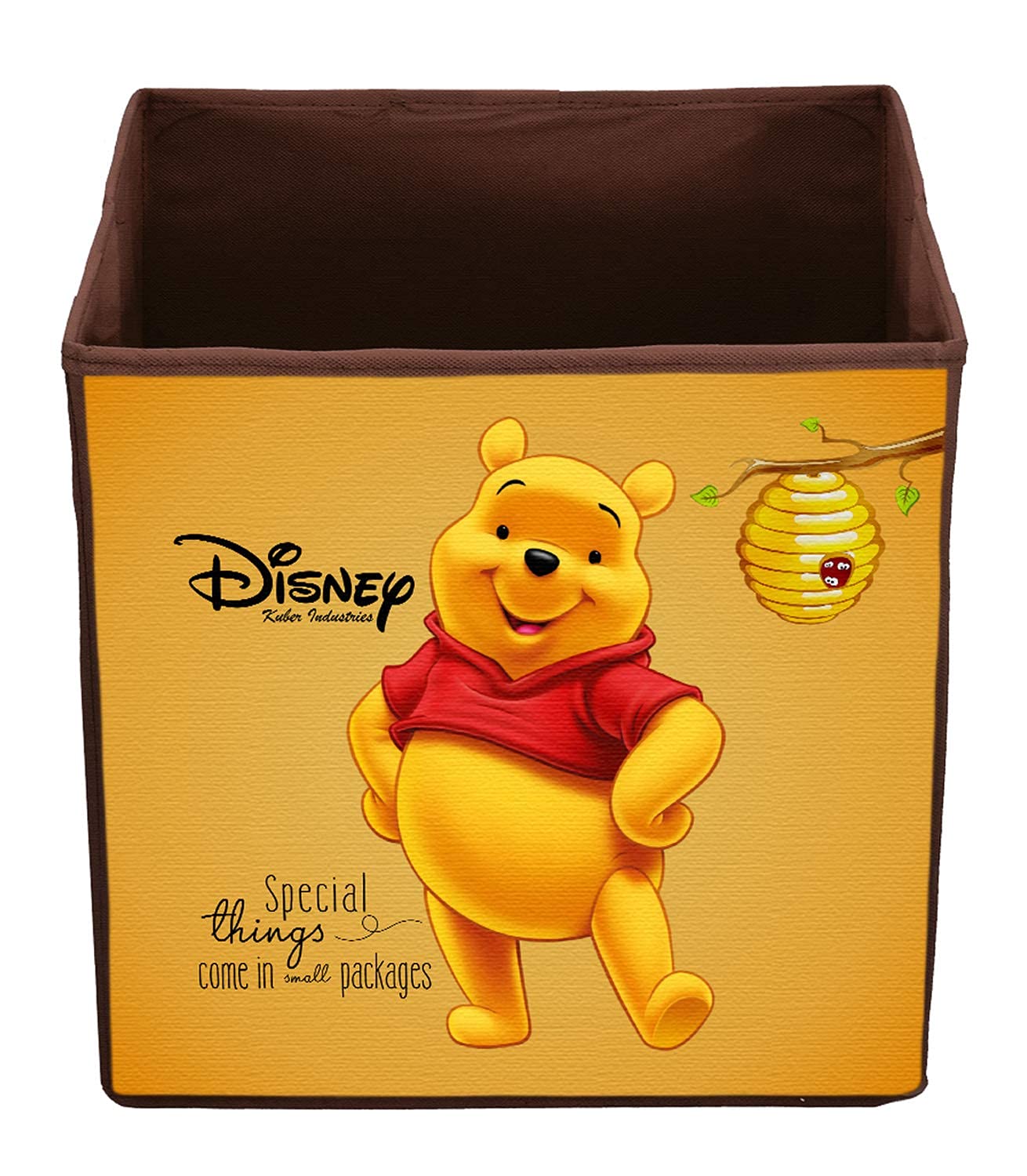 Kuber Industries Disney The Pooh Print Foldable Cube Box|Non Woven Storage Box For Clothes|Storage Organizer For Toys, Books, Ba