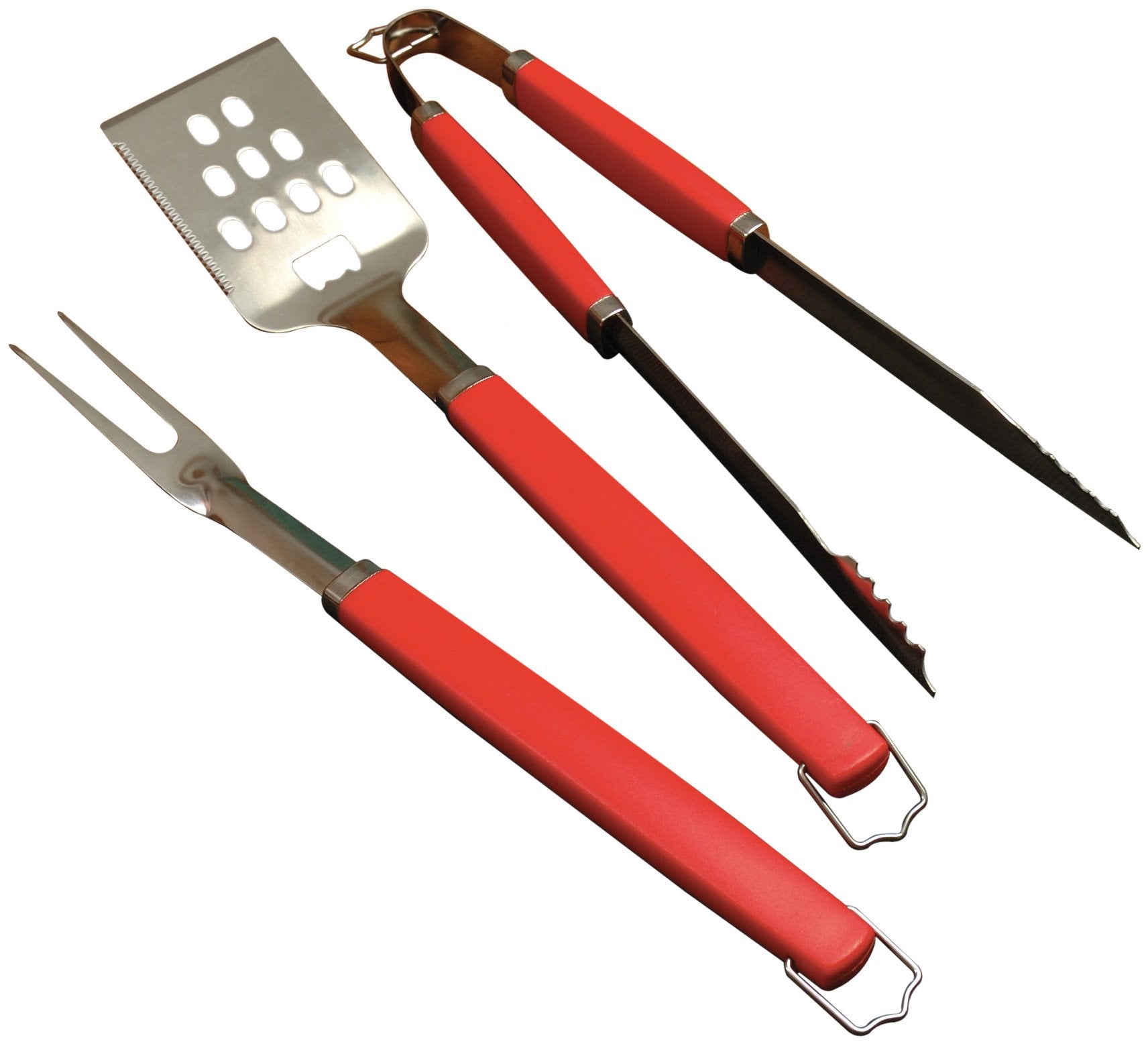 Charcoal Companion Perfect Chef 3-Piece Barbecue Tool Set With Red Handle