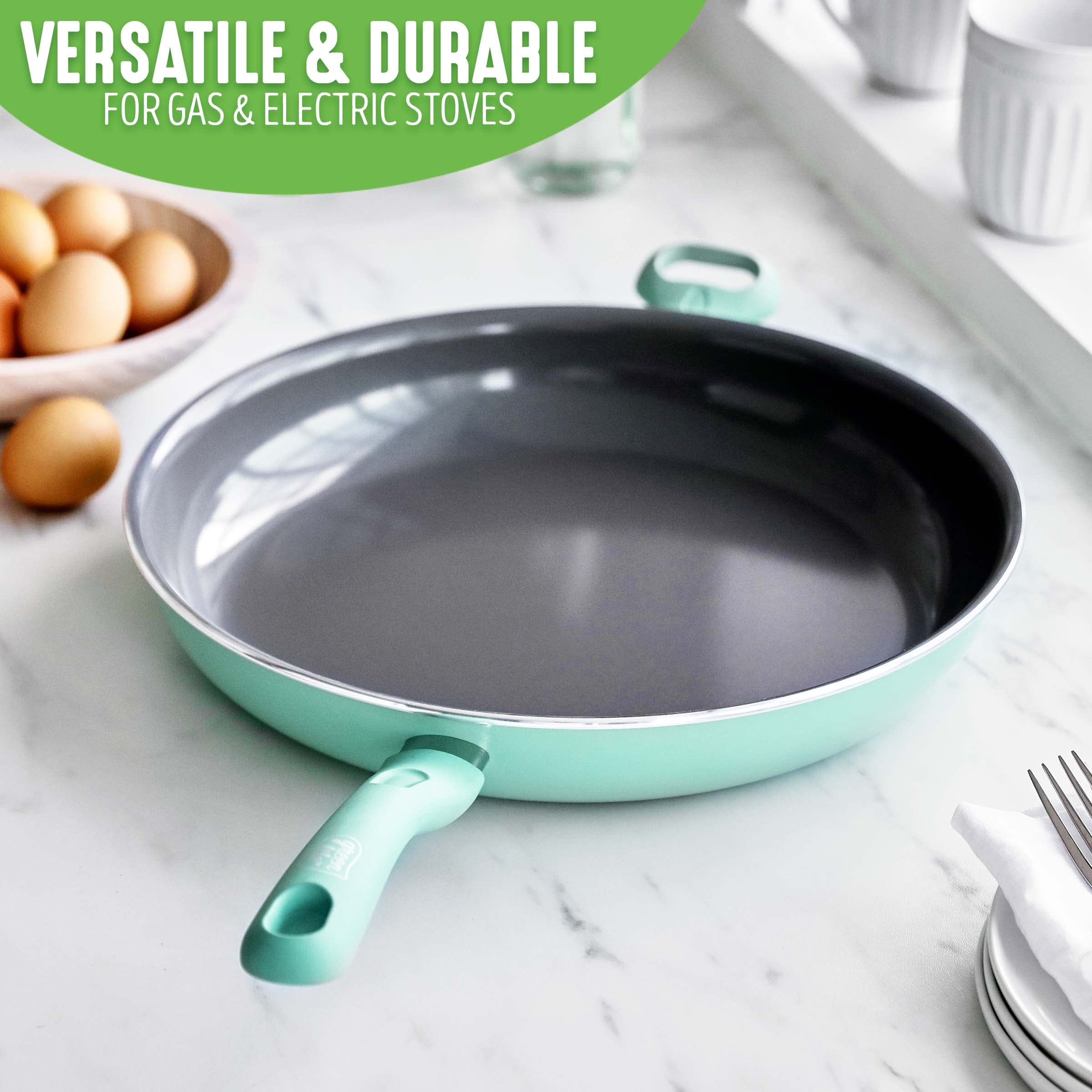 Greenlife Soft Grip Diamond Healthy Ceramic Nonstick, 13'' Frying Pan Skillet With Helper Handle, Pfas-Free, Dishwasher Safe, Tu