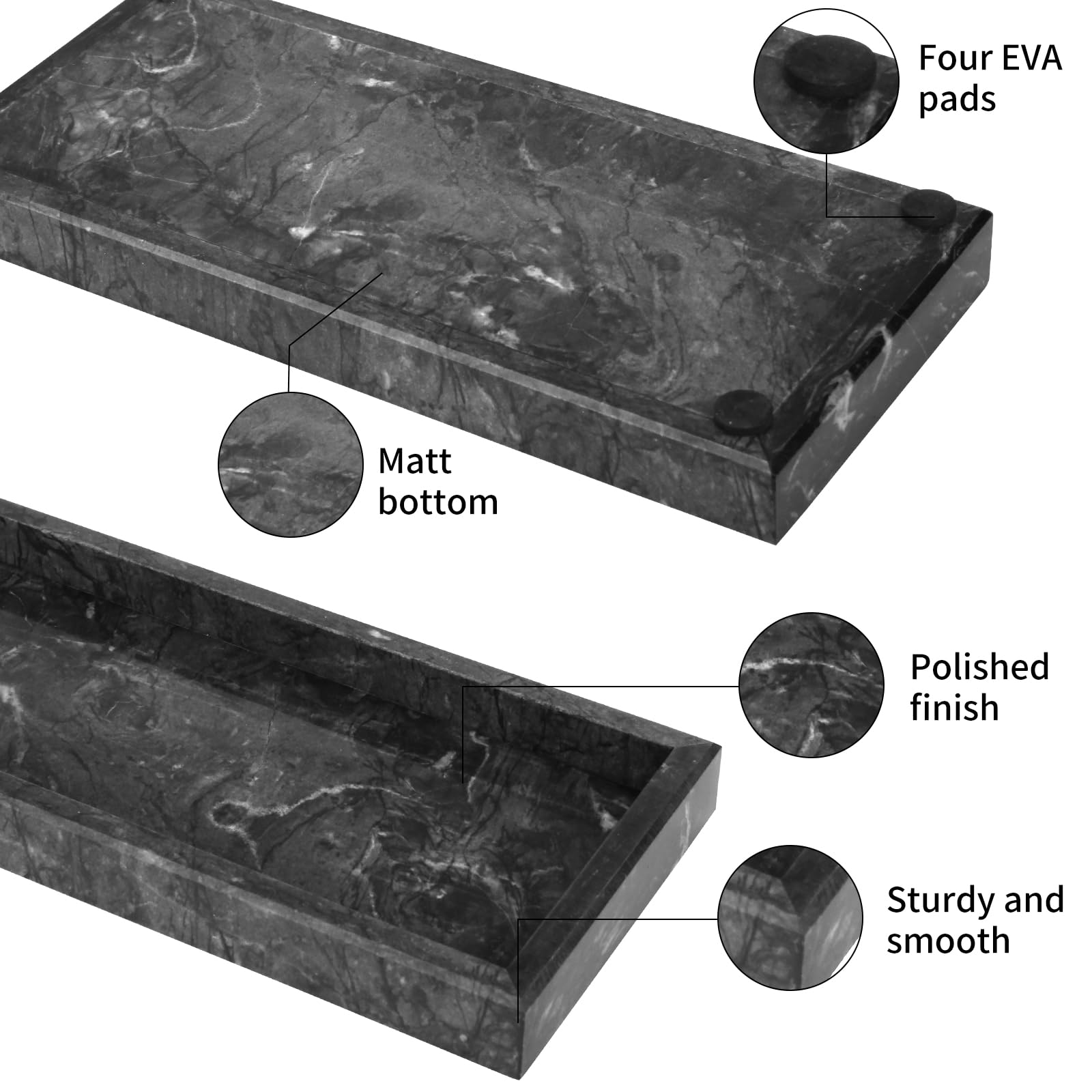 Marble Bathroom Vanity Tray, Natural Luxury Dark Brown Vanity Home Kitchen Bathroom Table Tray, Stone Decorative Countertop Dres