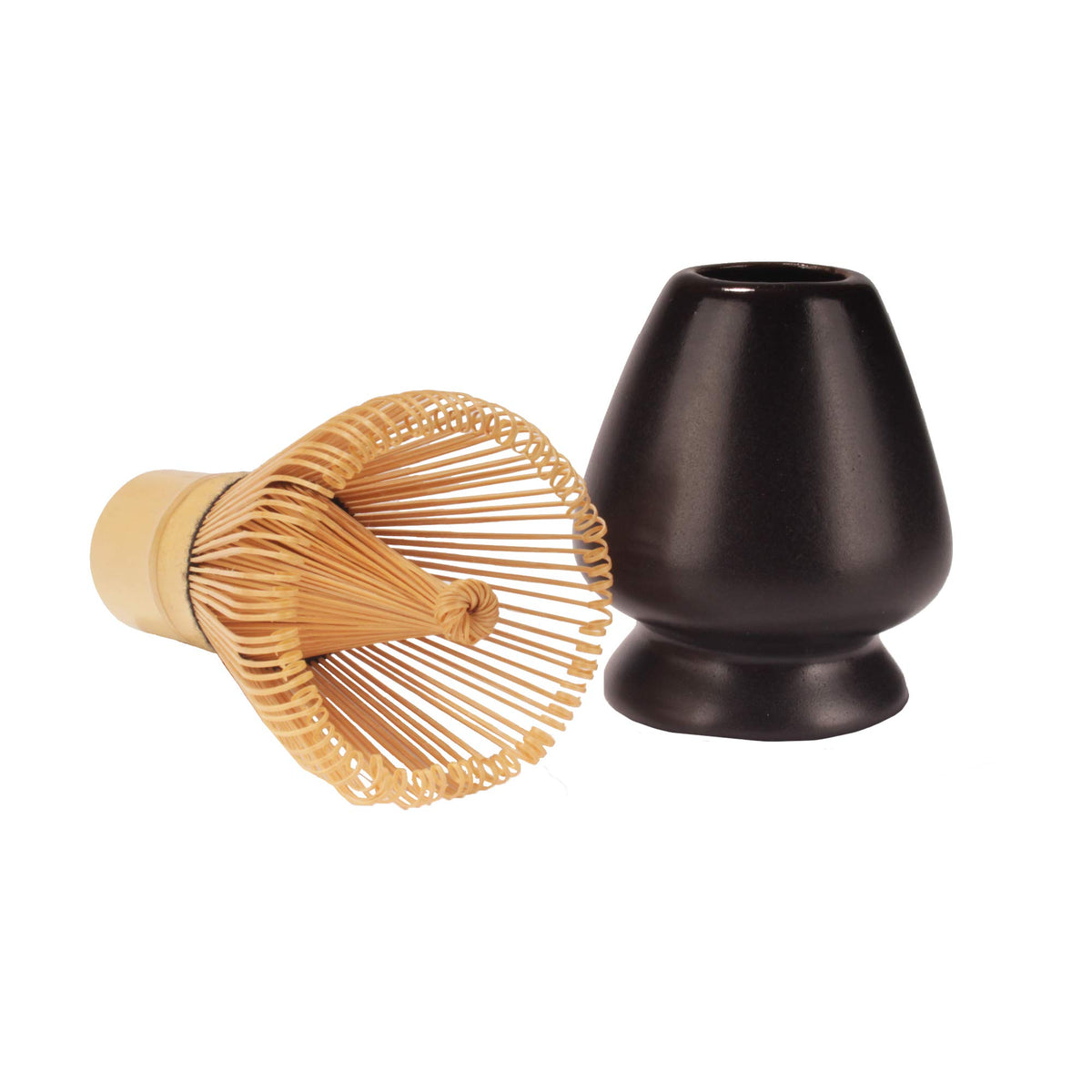 Matcha Tea Whisk Set - Bamboo Whisk And Whisk Holder - Black