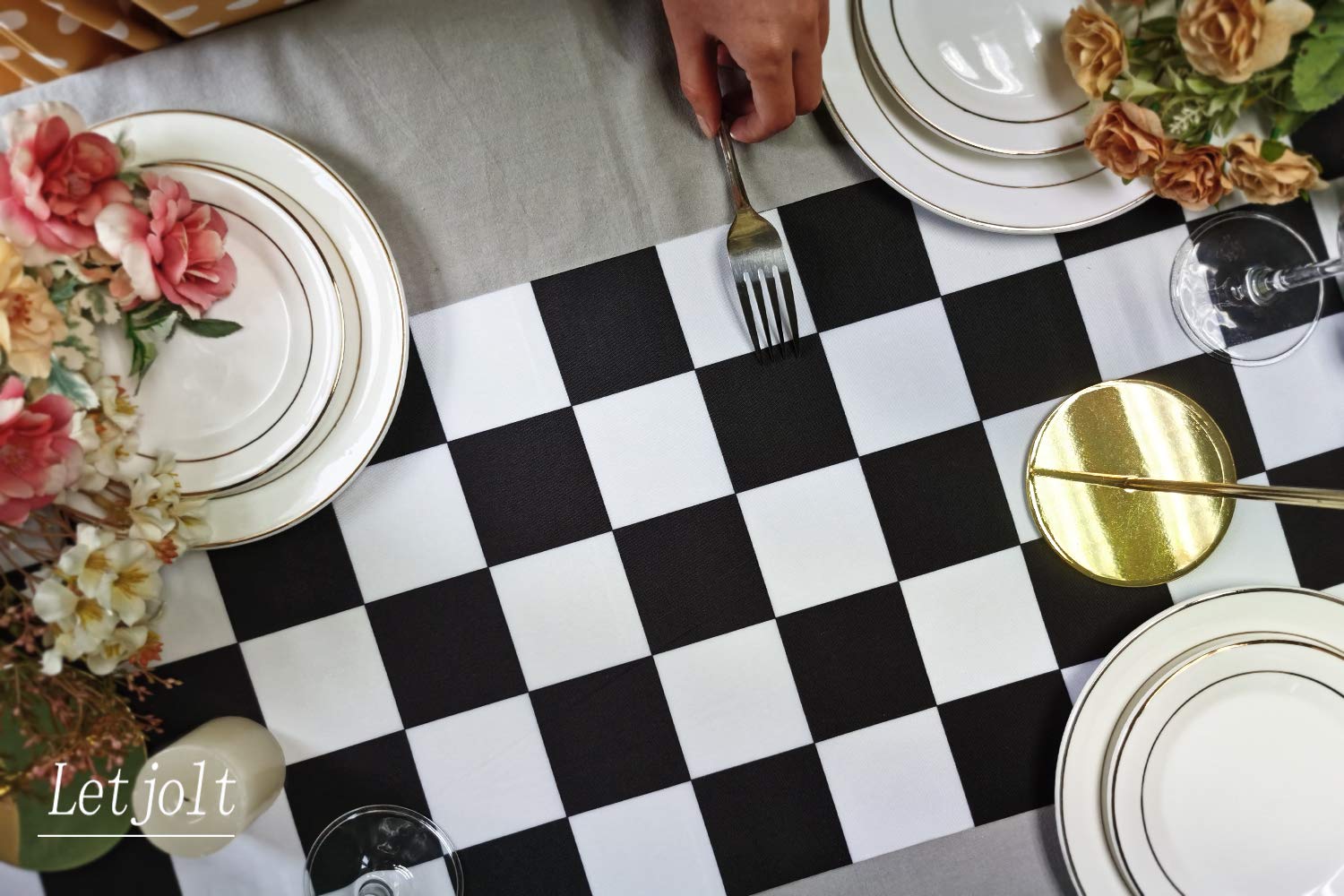 Table Runner Black And White Checkerboard Racing Theme For Anniversary Dinner Parties Supplies Birthday Party Wedding Runner Win
