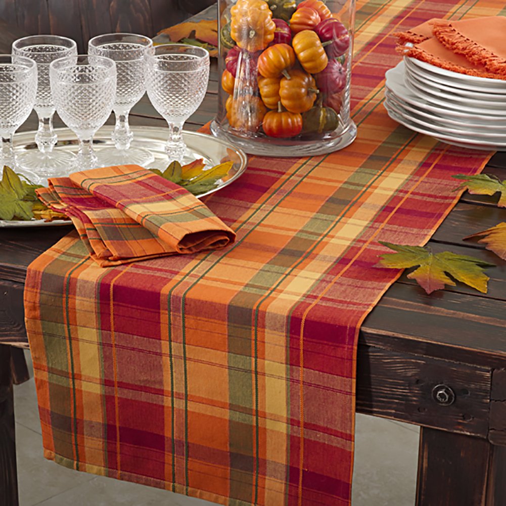 Terracotta Orange Harvest Halloween Autumn Thanksgiving Holiday Design Table Runner, 16'' X 90'' Rectangular, 100% Cotton, (1 Pi