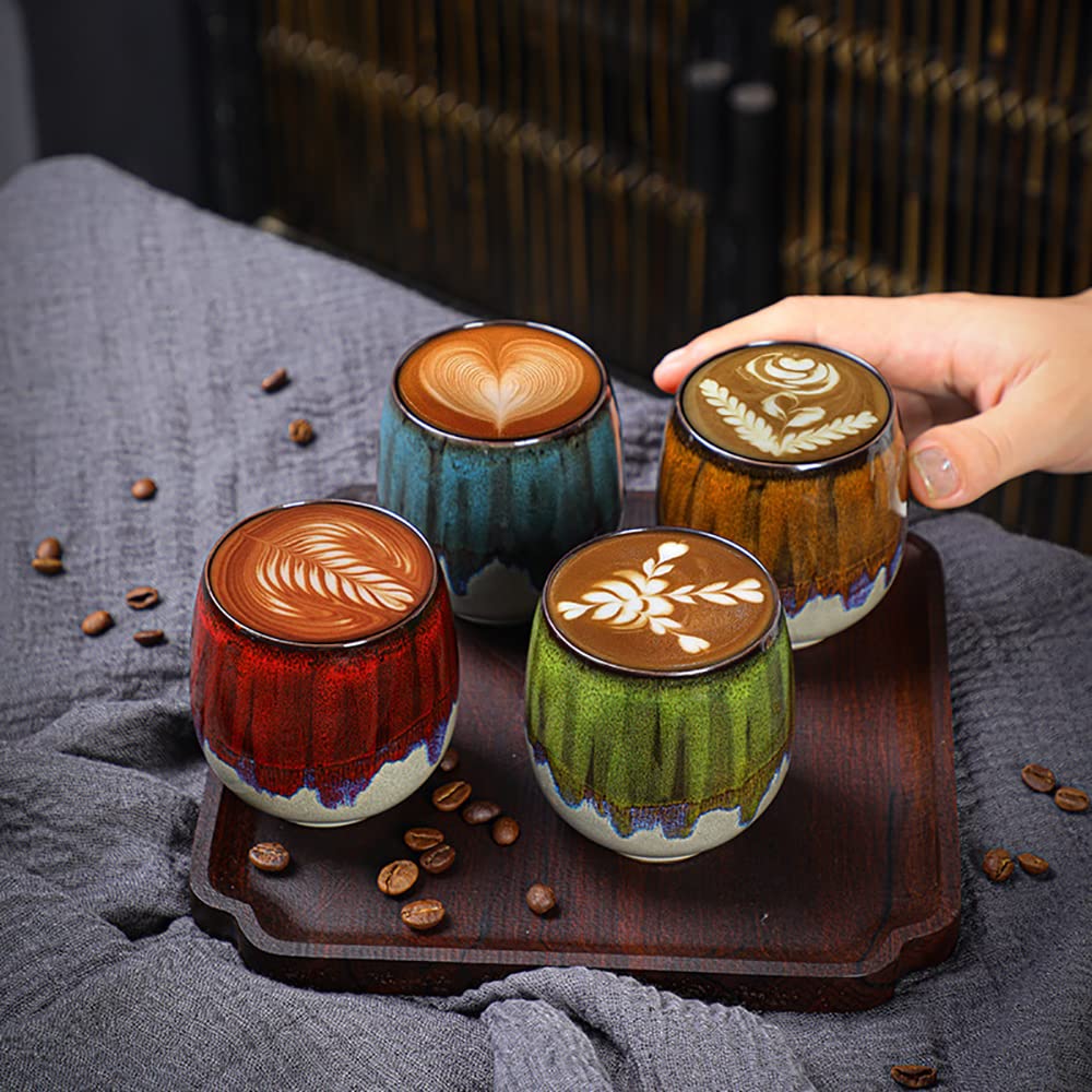 Fljzczm Espresso Cups Ceramic Cup Espresso Coffee Cup Small Tea Cups Tasting Cups Ceramic Mate Cup (2 X 3Oz, Brown)