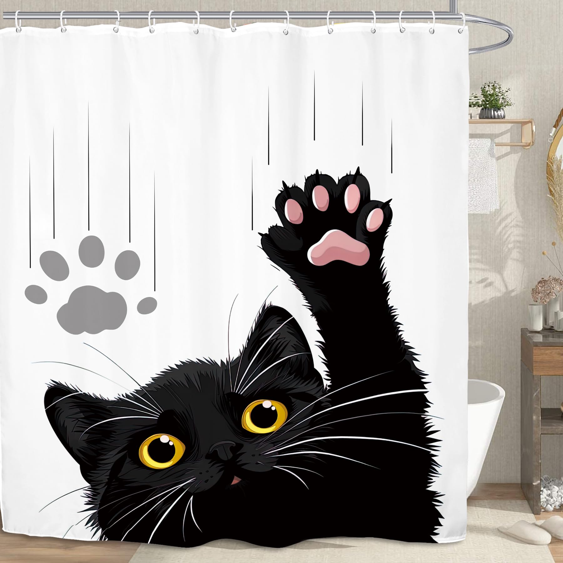 Kalmico Funny Dogs Cute Shower Curtain 60Wx72L Inch Bulldog Pet Hilarious Schnauzer Farmhouse Rustic Bathroom Set Accessories De