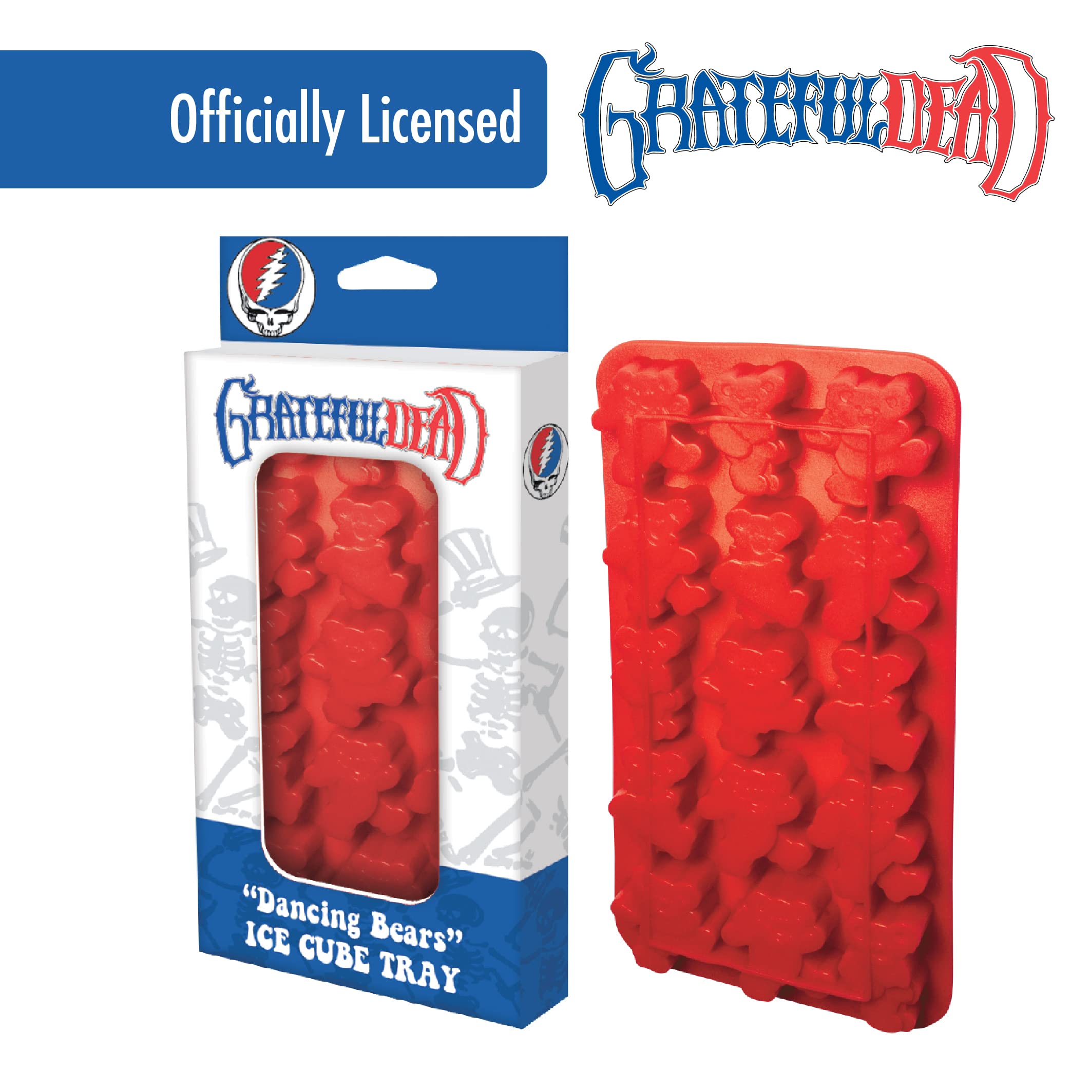 ICUP Grateful Dead Ice Cube Mold Tray  Freezer Bar Items Shapes & Trays  Rock Specialty Molds  Officially Licensed Blue 8.5 x 4.5 x .9