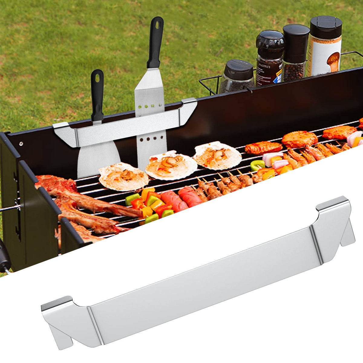 Auauy 1 Pack Stainless Steel Griddle Spatula Stand, Grill Barbecue Tool Rack Hold Rack Griddle Accessories Holder For Blackstone