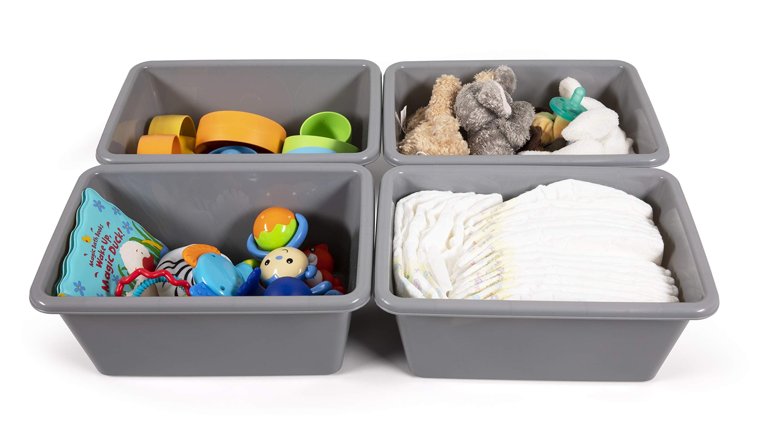 Humble Crew, Grey Small Plastic Storage Bins, Set Of 4