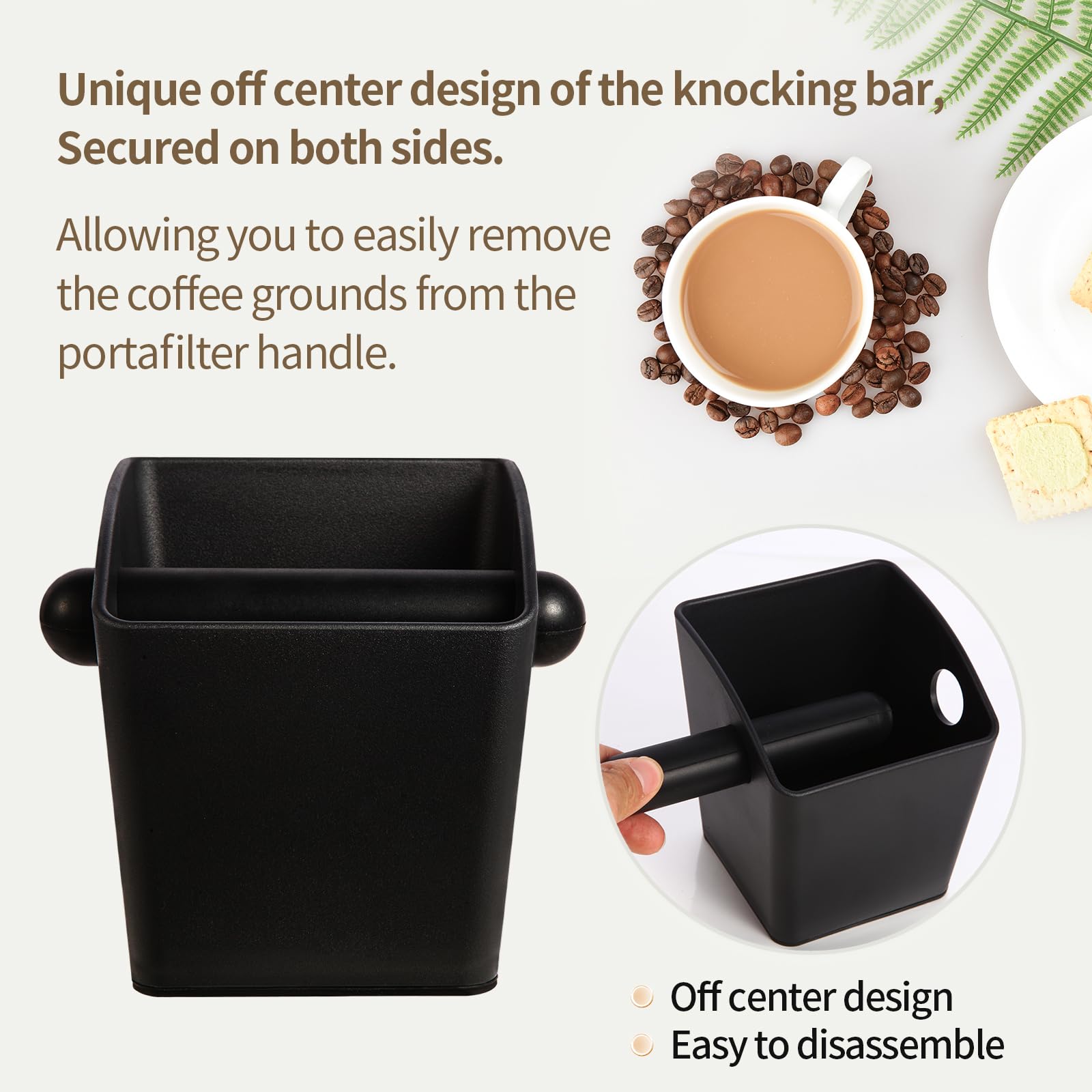 Iaosen Knock Box Square High Sidewall Design Espresso Knock Box Tamping Mat Espresso Machine Accessories Set Of 2 With Removable
