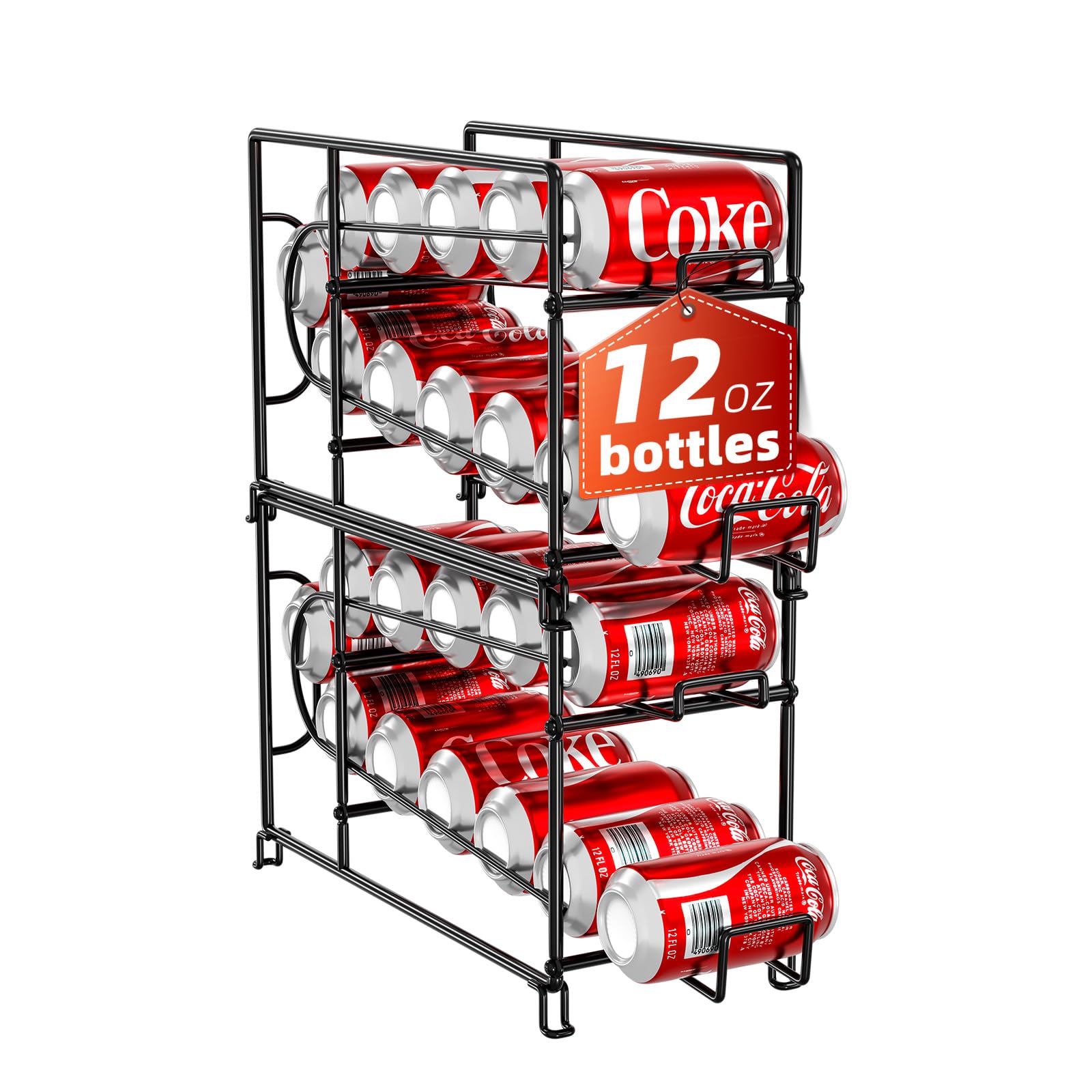 Sufauy 2-Pack Standing Stackable Beverage Soda Can Dispenser Can Storage Organizer Rack For Pantry Cabinet Or Refrigerator, Blac