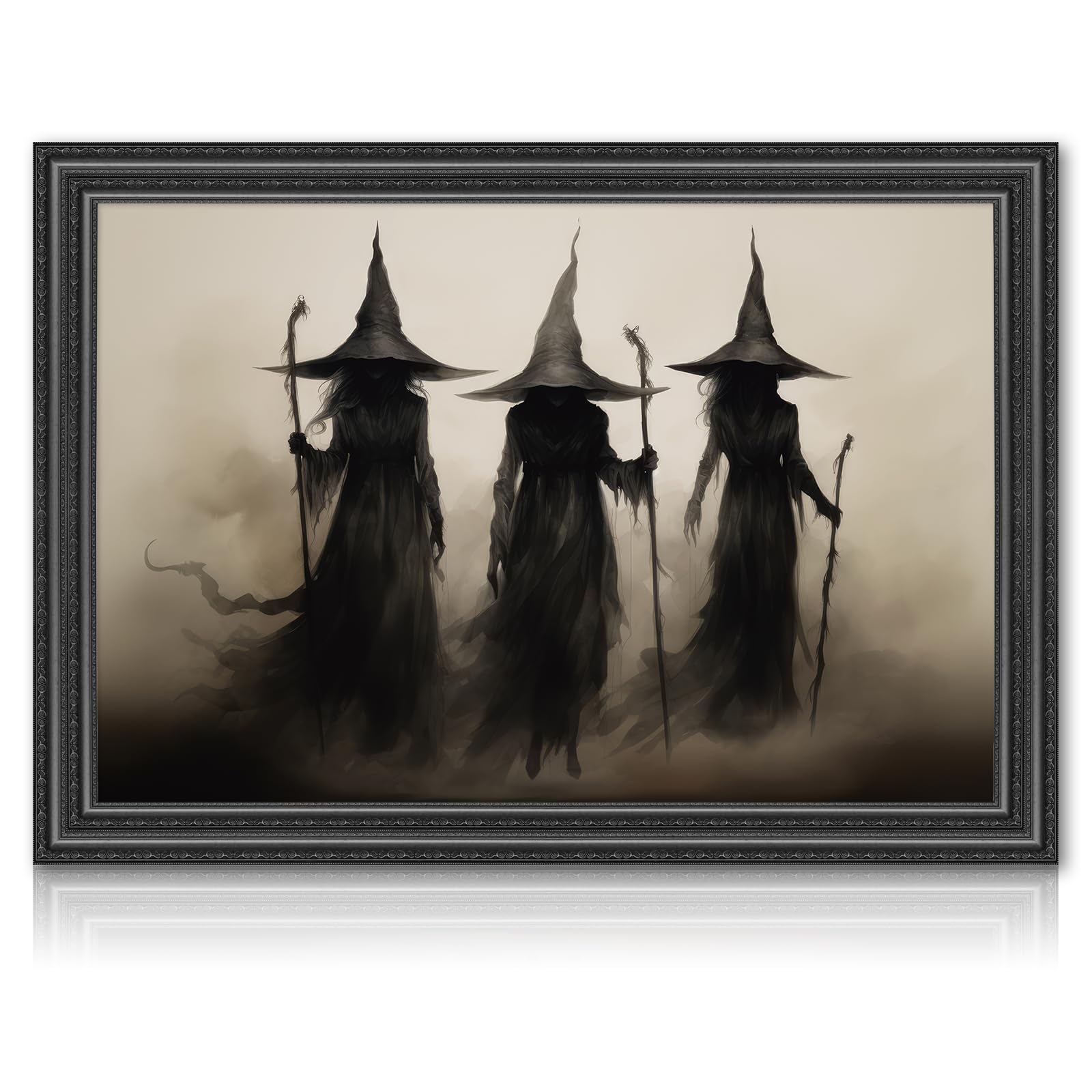 JarThenaAMCS Vintage Witch Canvas Wall Art Prints Halloween Rustic Art Poster Dark Academia Gothic Wall Decor for Gallery Living