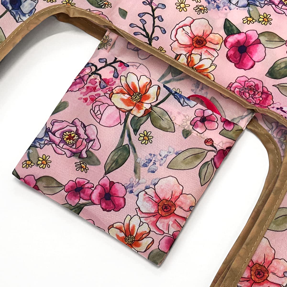 Wrapables Jolibag Collection Reusable Shopping Bag (Set Of 2), Pink Floral Motif